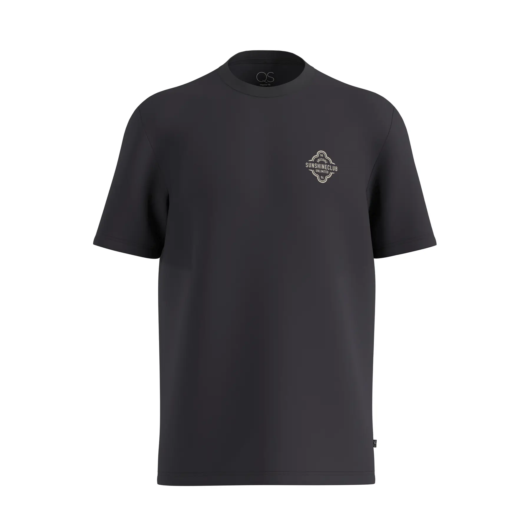 Basic T-Shirt Mit Rundhalsausschnitt Und Kleinem Druck Auf Der Brust QS