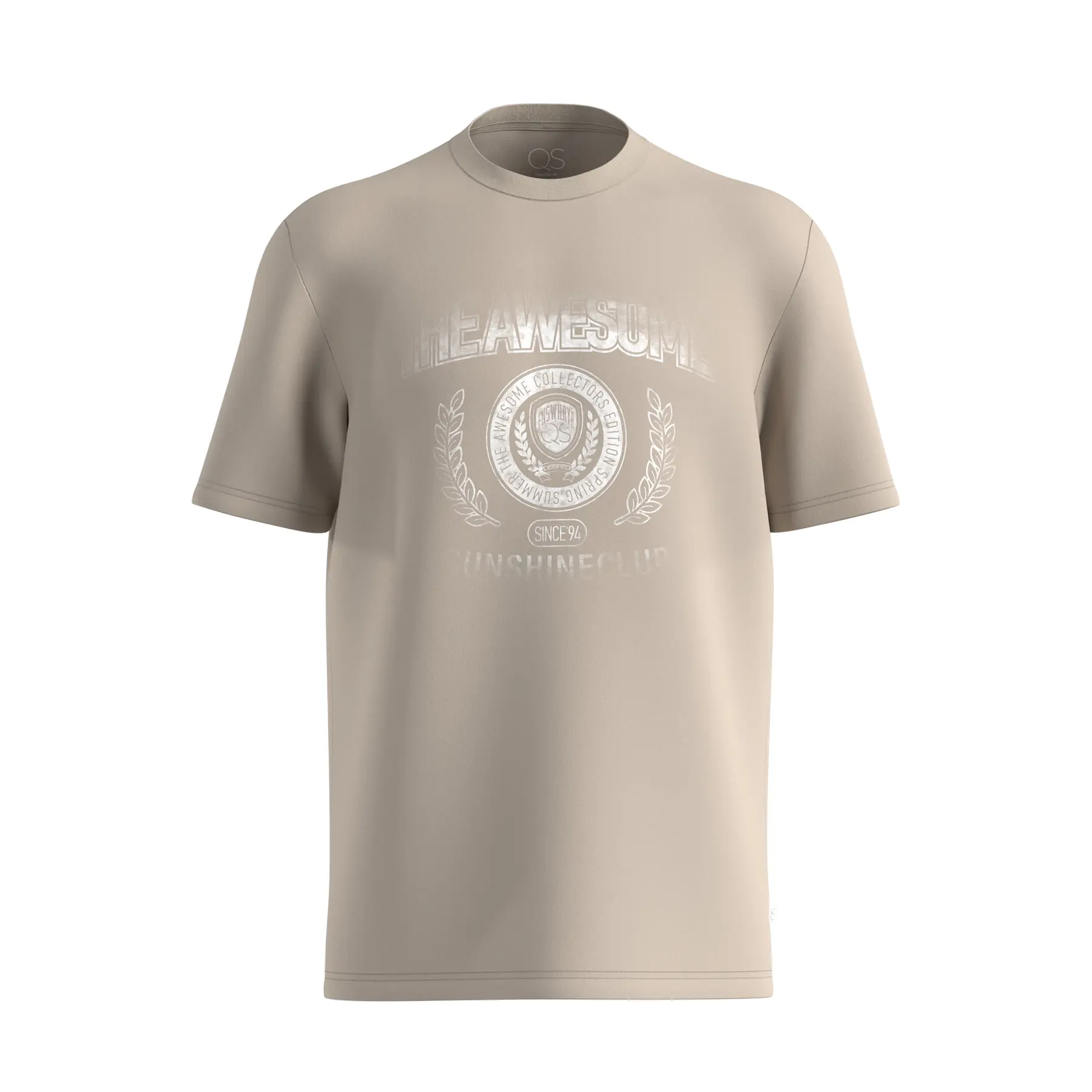 Basic T-Shirt mit Rundhalsausschnitt und Druck QS
