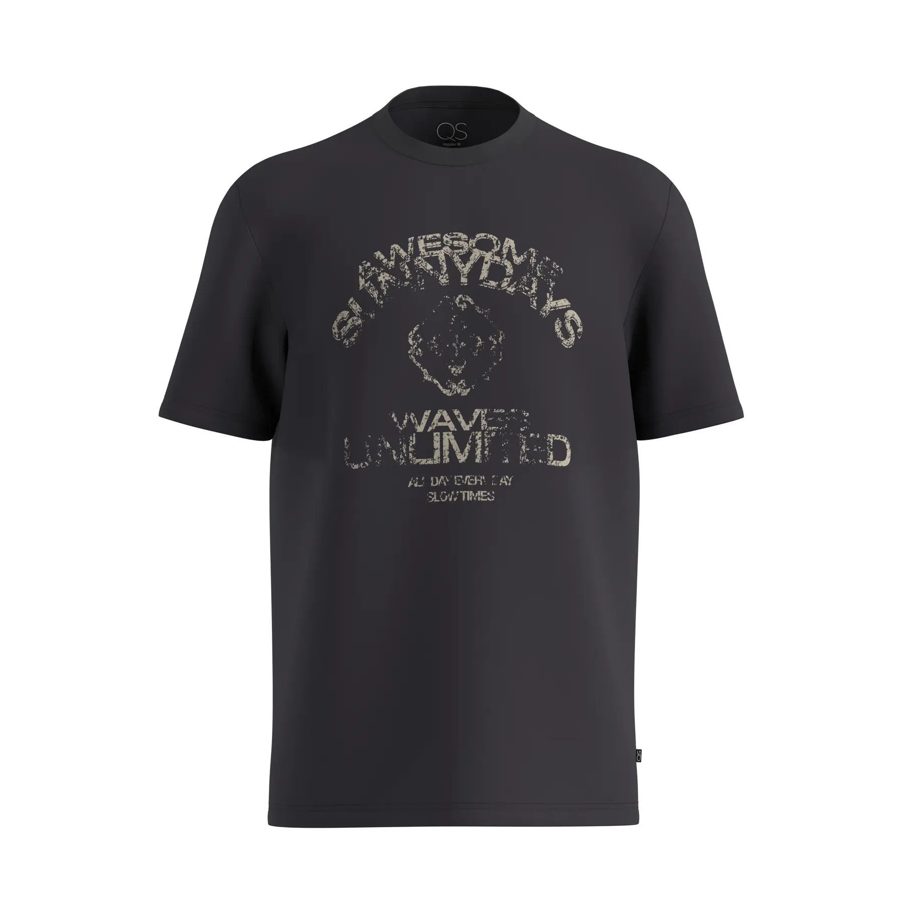Basic T-Shirt mit Rundhalsausschnitt und Druck QS
