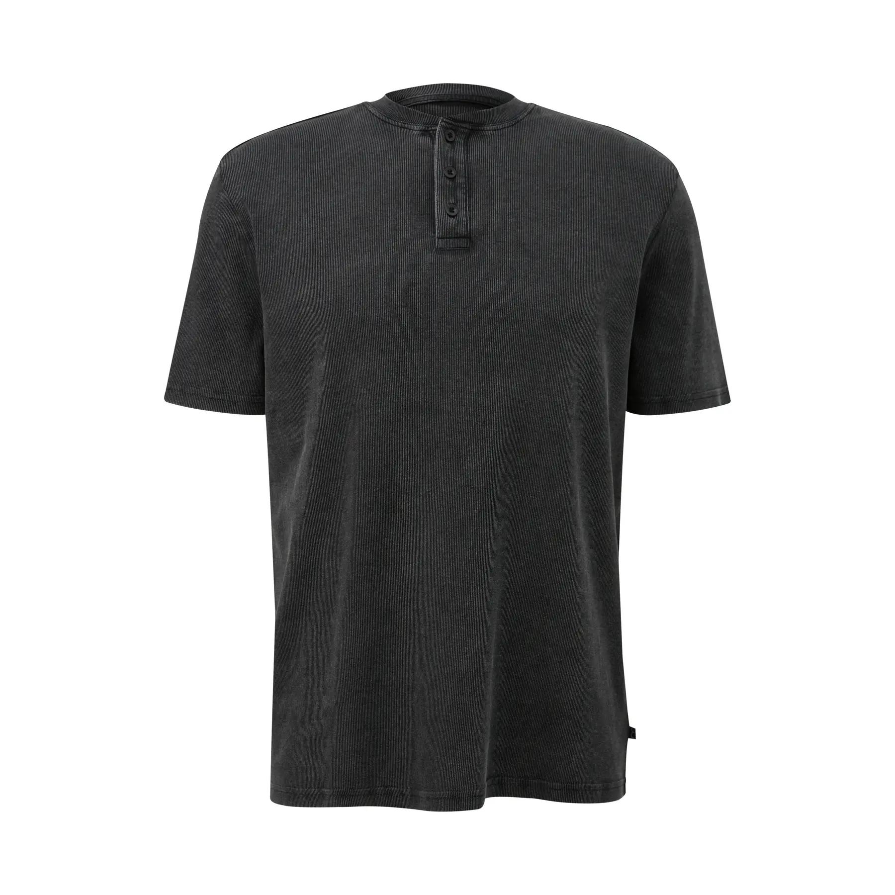 T-Shirt Rippstruktur Tunika-Ausschnitt mit Knöpfen QS