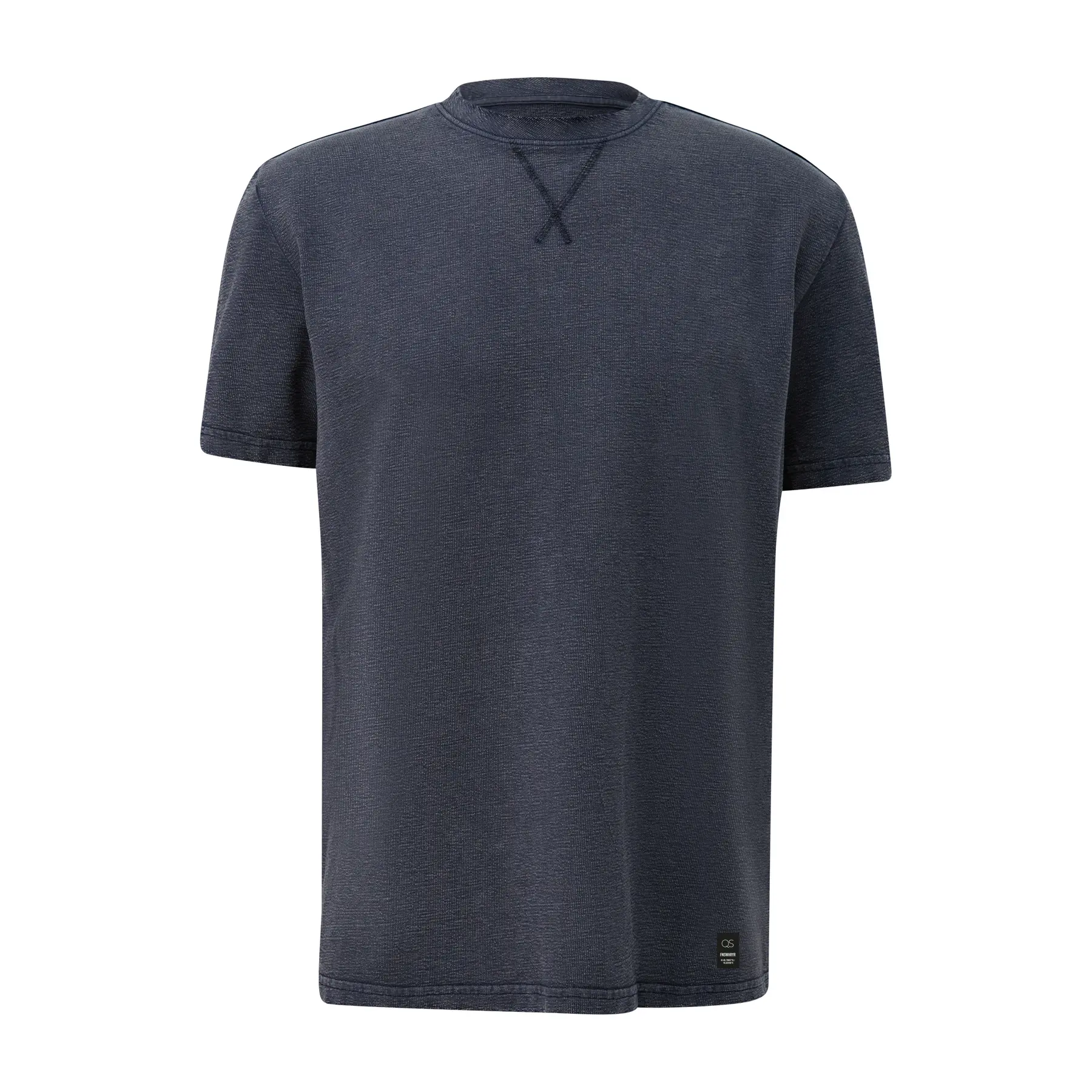 Rundhals-T-Shirt aus vorgewaschenem strukturiertem Jersey QS