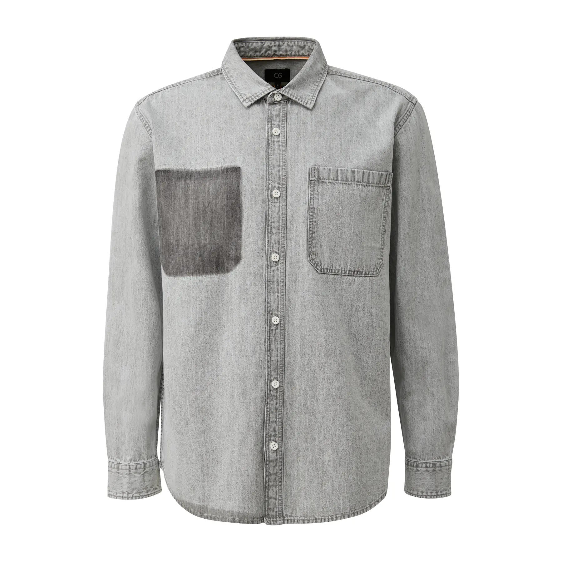 Lange Jeanshemd mit Knöpfen und Brusttasche QS