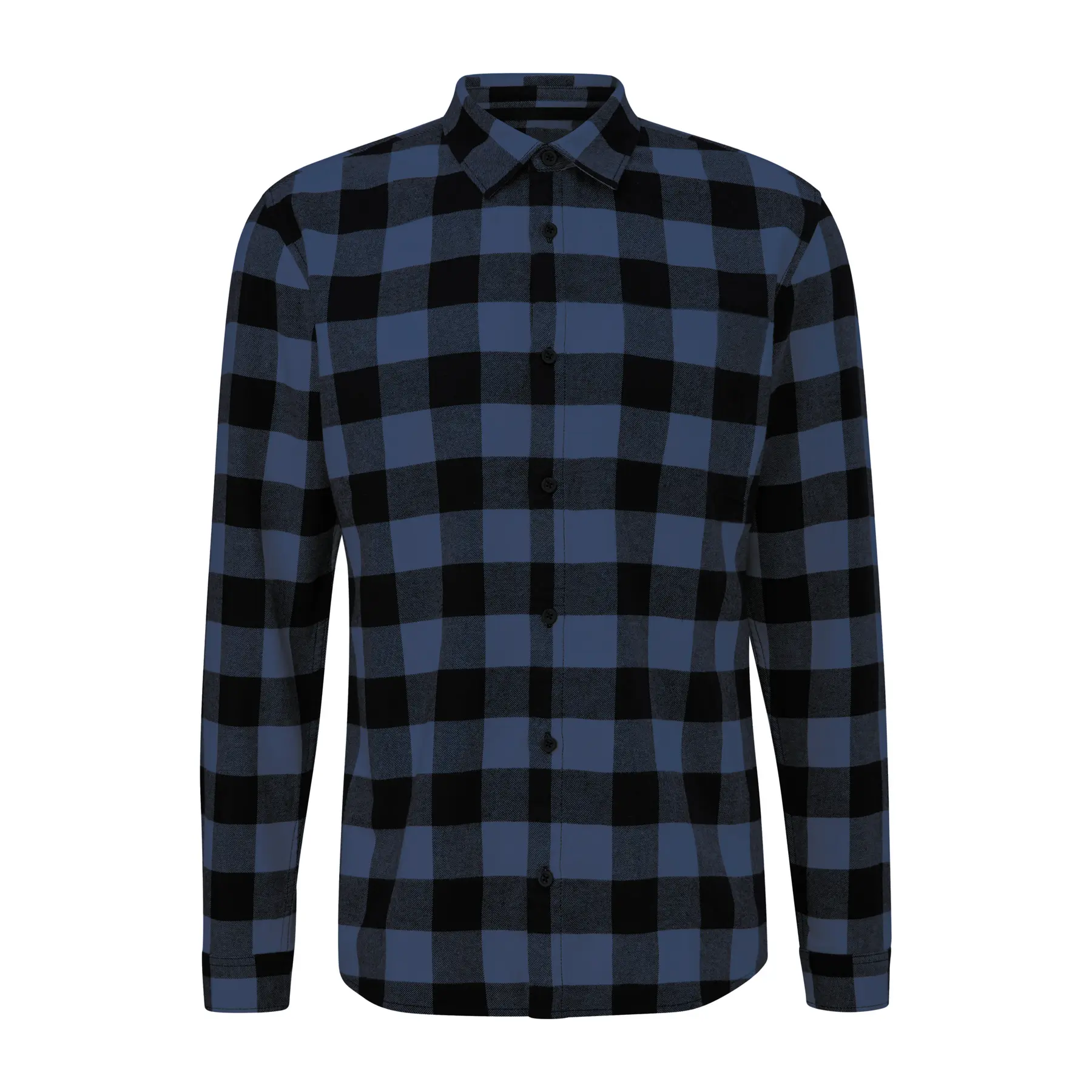 Long Sleeve Check Flannel Shirt Jacket With Kent Collar Qs