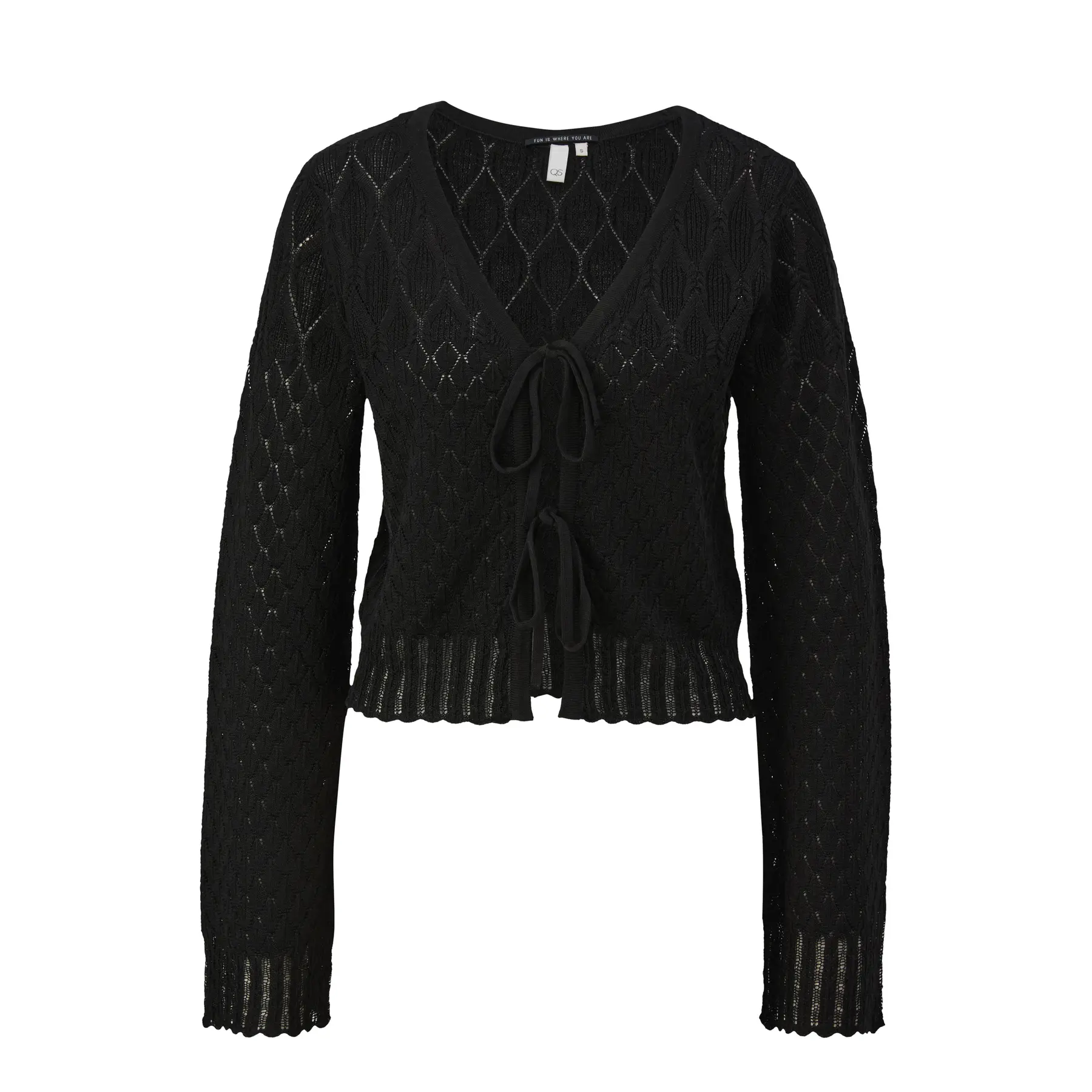 Cardigan mit Lochmuster und Bindedetail für Damen QS