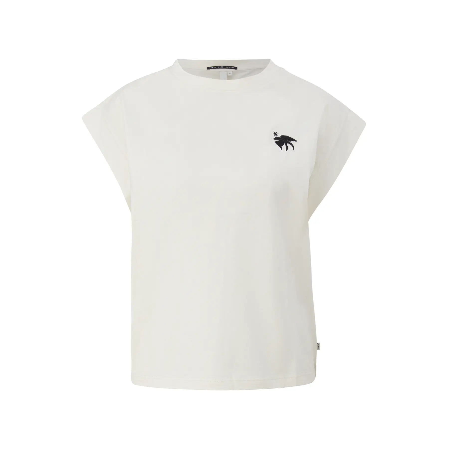 Rundhals T-Shirt mit Stickerei für Damen QS