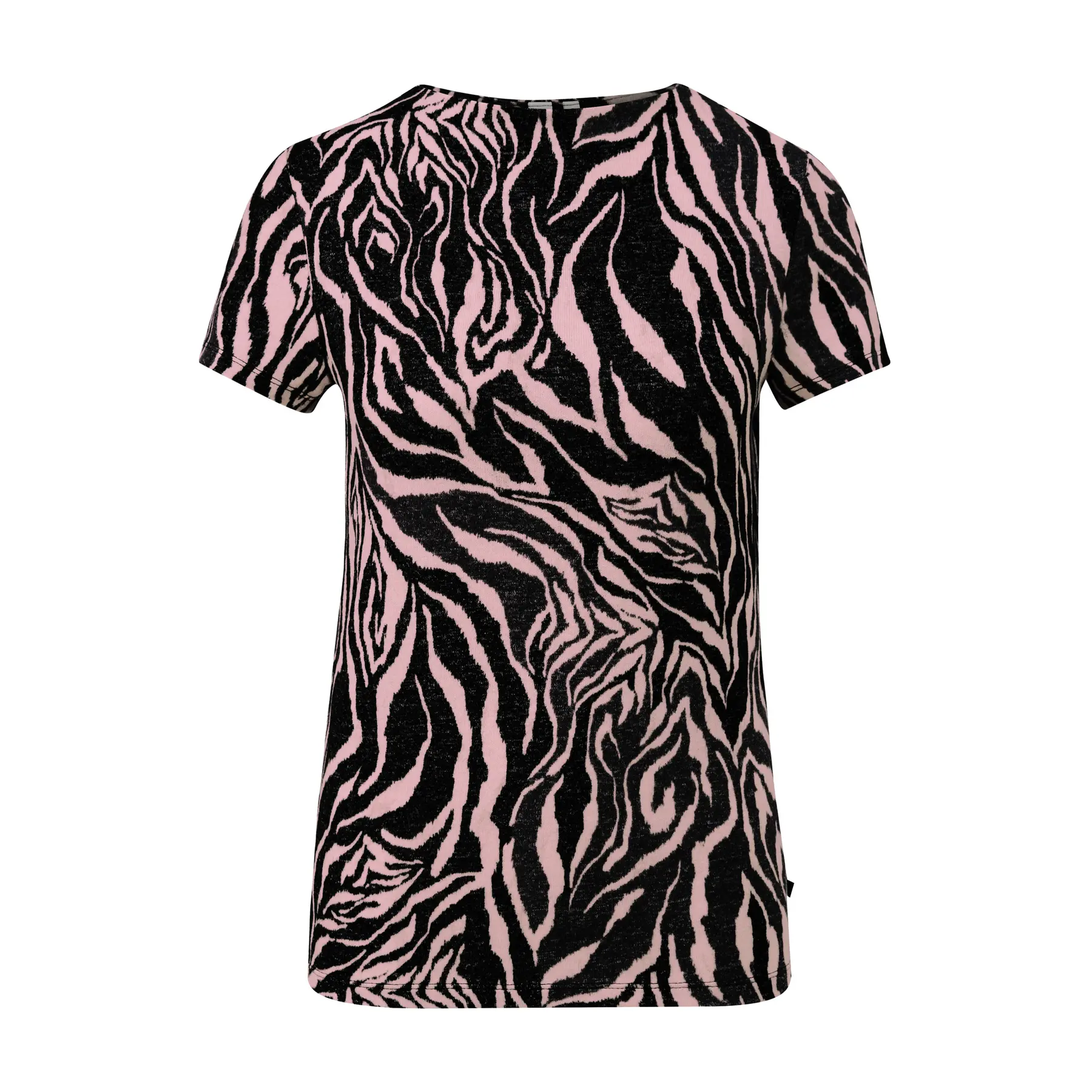 Brushed Knit Zebra Print T-Shirt Women Qs