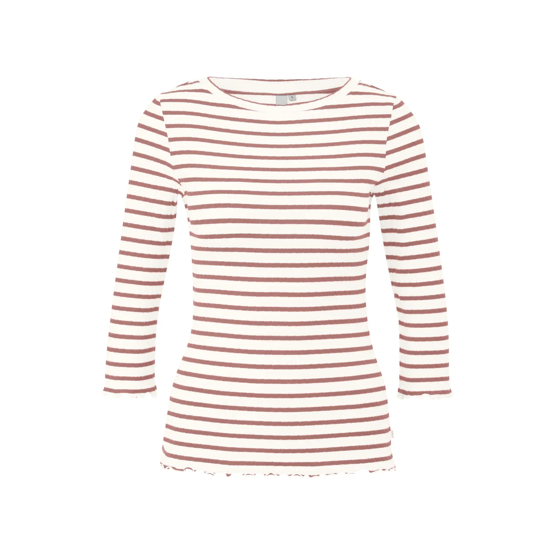 Gestreifter 3/4-Ärmel T-Shirt mit geripptem Material Damen QS