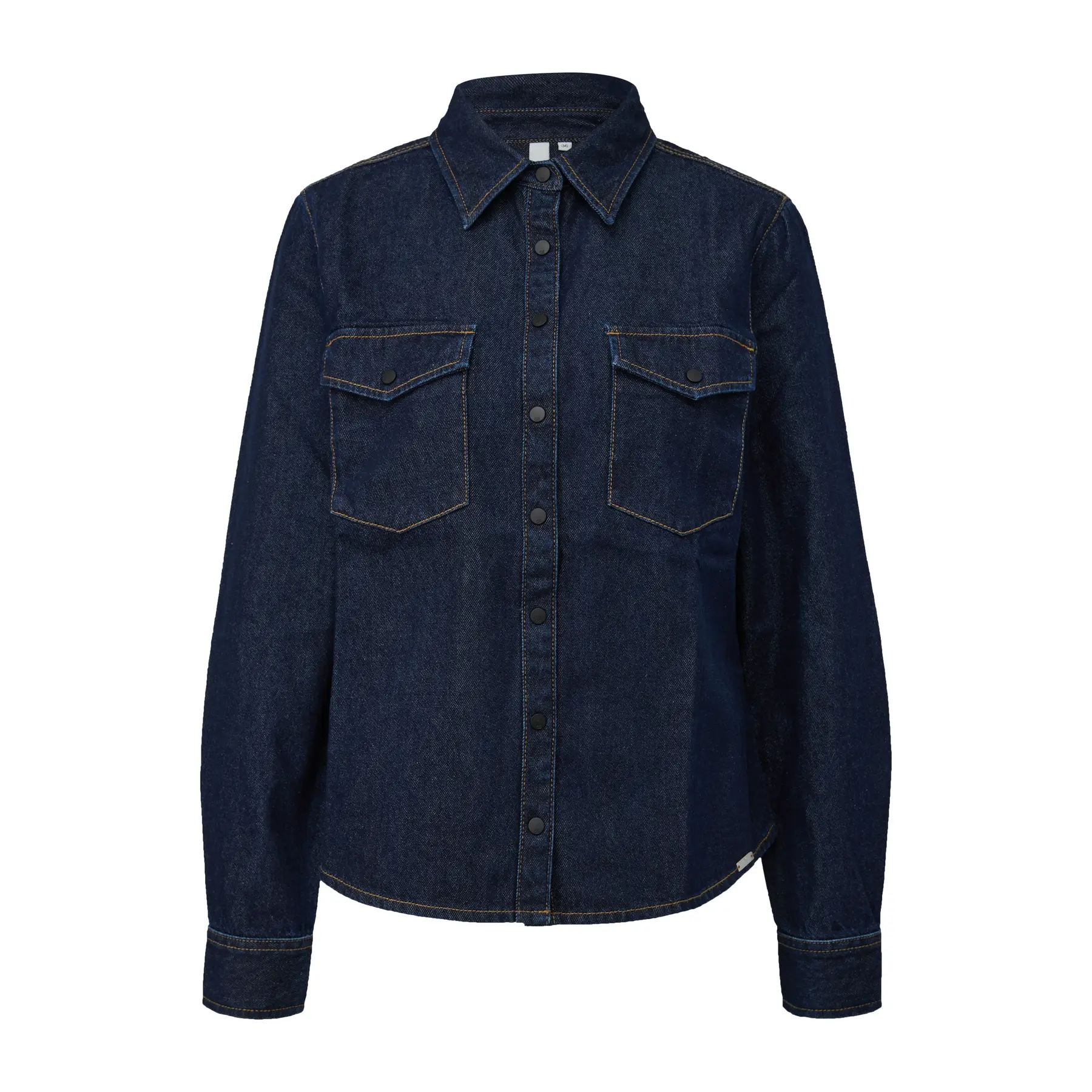 Taillierte Jeansbluse mit aufgesetzten Taschen für Damen QS