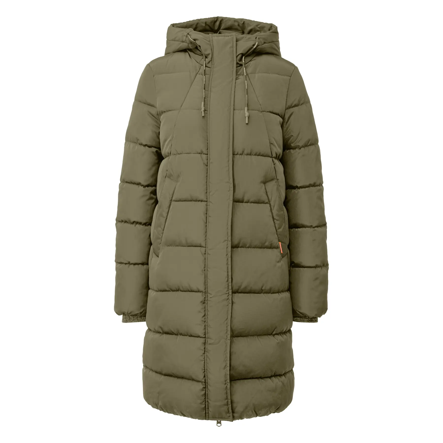 Long Hooded Down Jacket With Zipped Pockets Women Qs