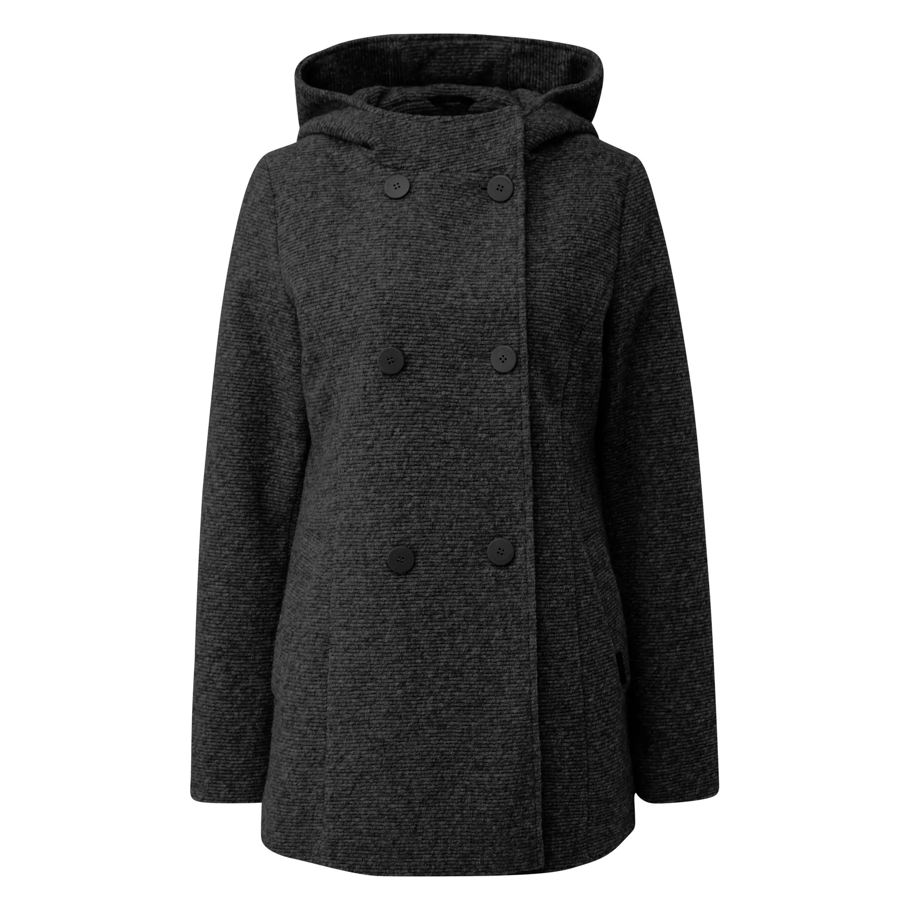 Woll-Optik Mantel mit Kapuze für Damen QS