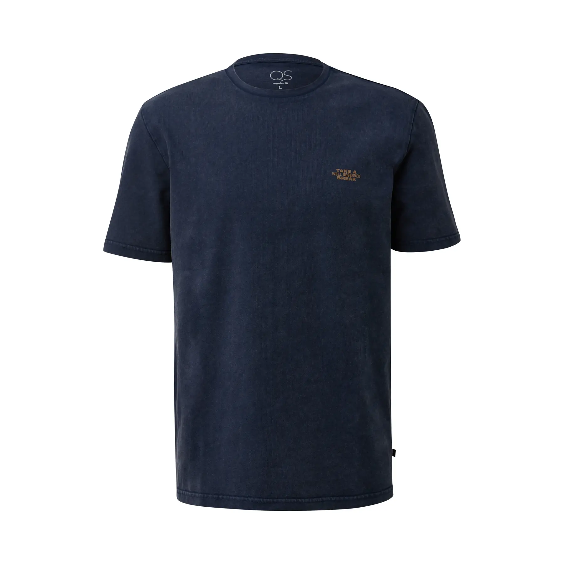 T-Shirt Mit Rundhalsausschnitt Gefärbt Und Gewaschen Mit Druck Auf Vorder- Und Rückseite QS