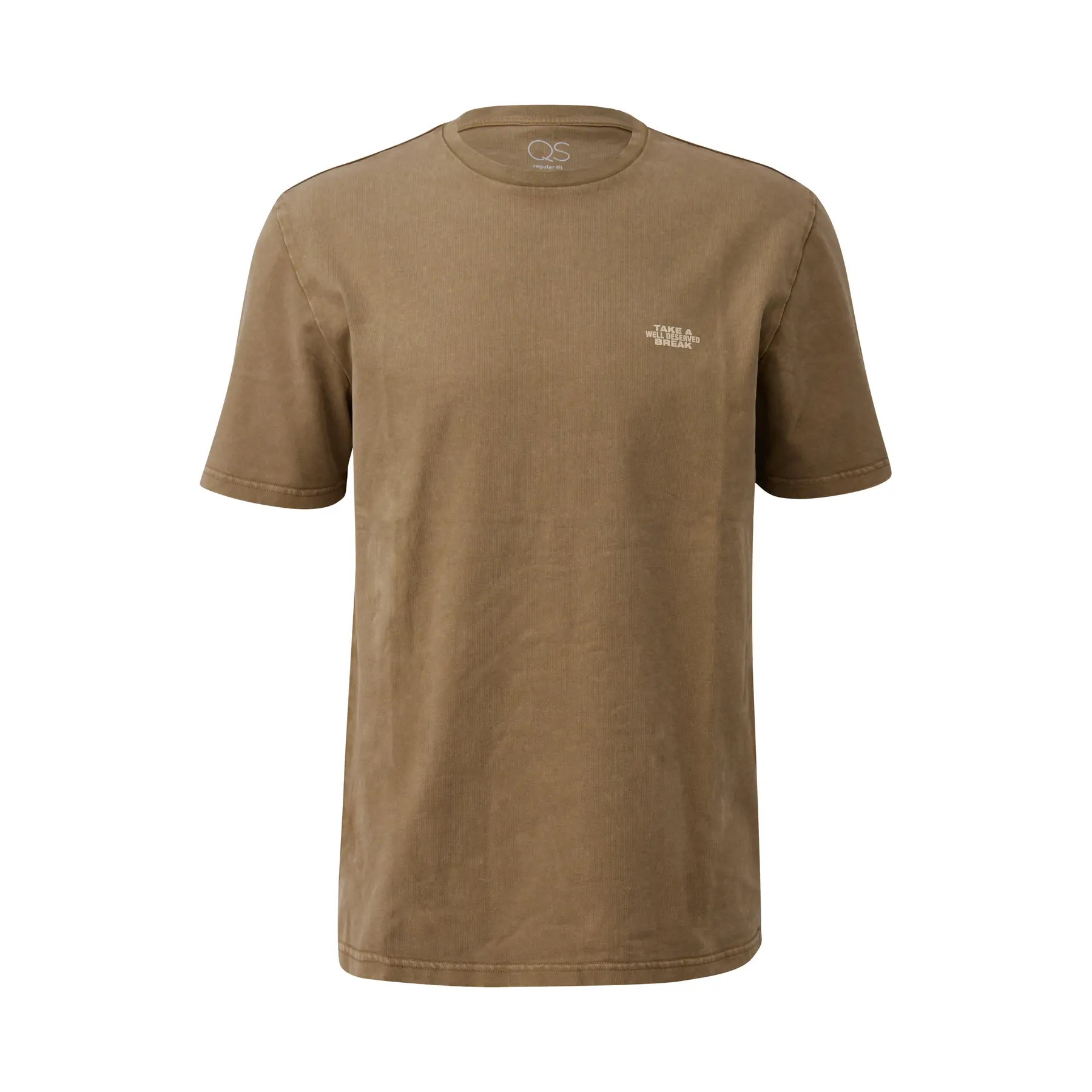 T-Shirt Mit Rundhalsausschnitt Gefärbt Und Gewaschen Mit Druck Auf Vorder- Und Rückseite QS