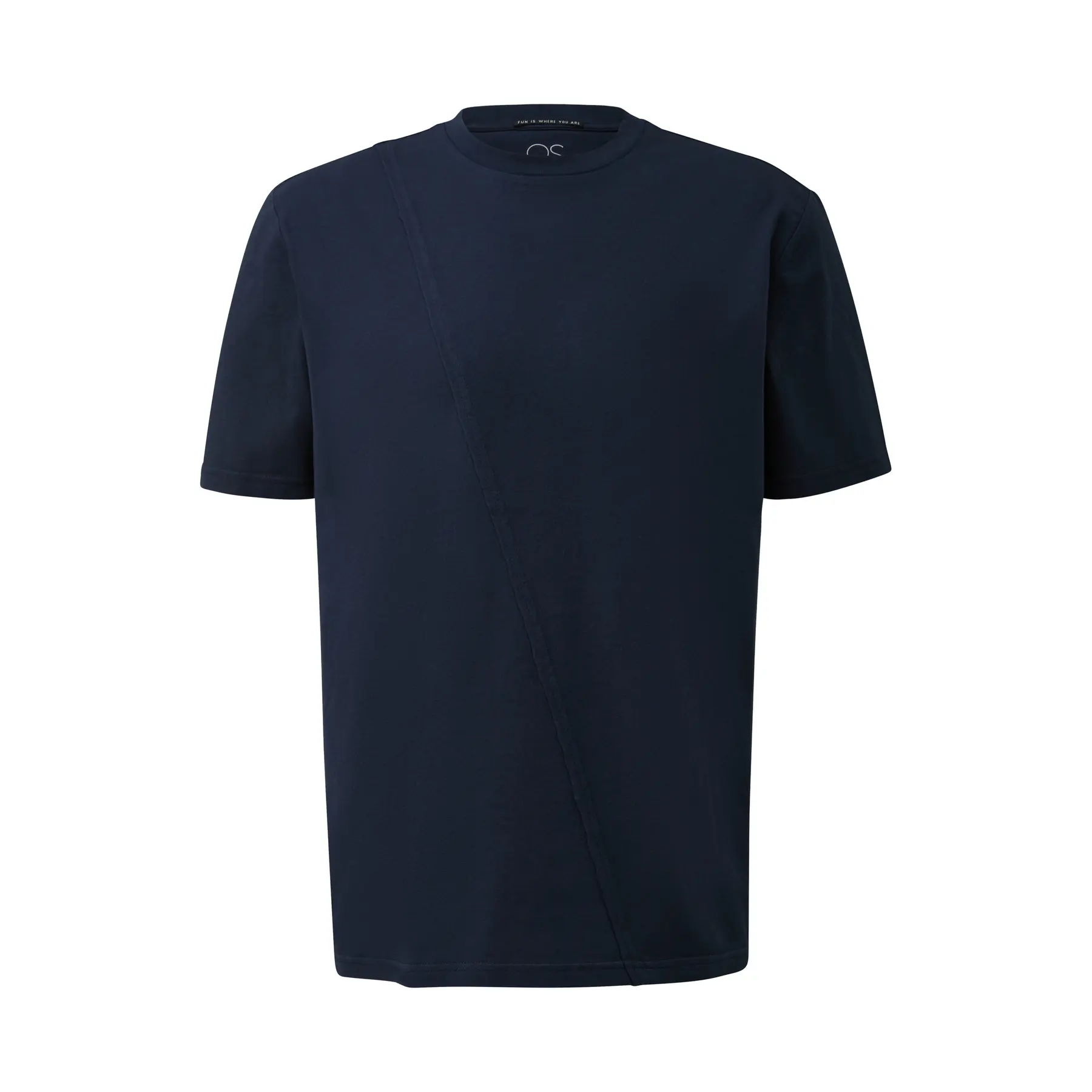 T-Shirt mit Rundhalsausschnitt und asymmetrischer Naht QS