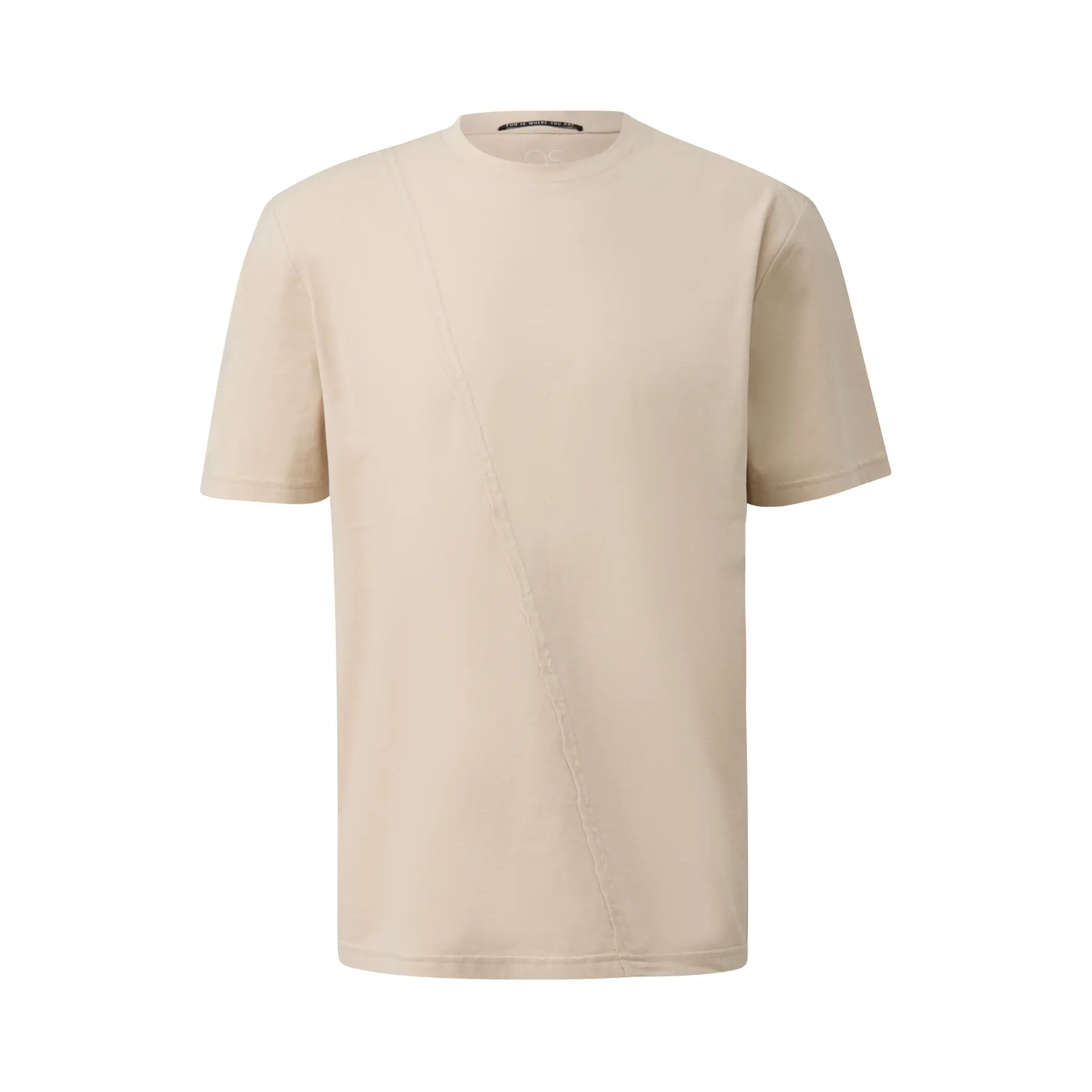 T-Shirt mit Rundhalsausschnitt und asymmetrischer Naht QS