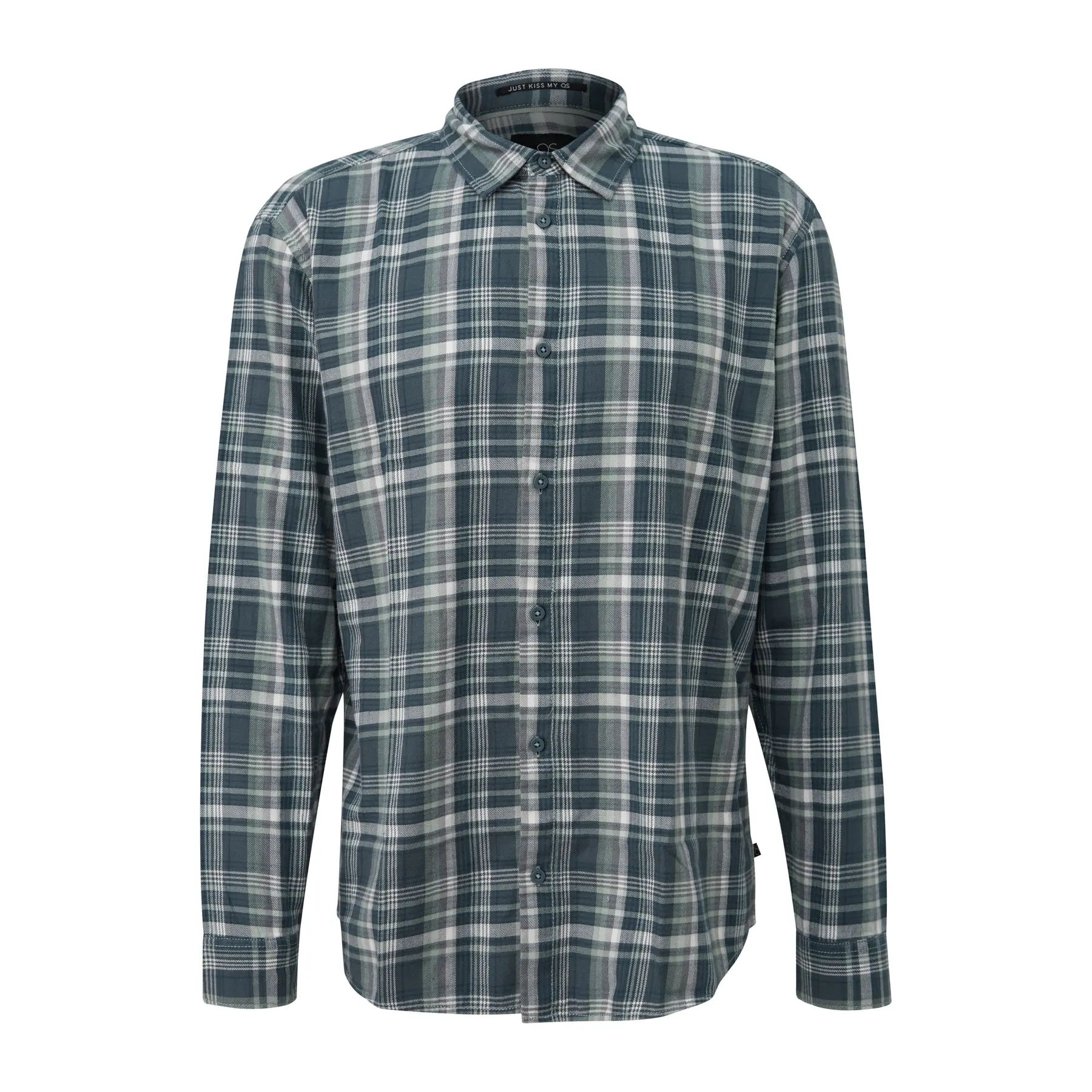 Flannel Long Sleeve Overshirt With Slit Cuffs Qs