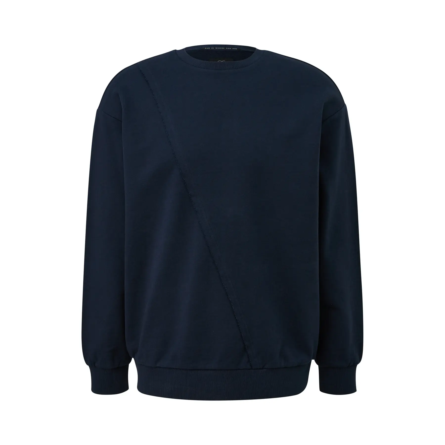 Rundhals Sweatshirt aus Baumwolle mit Cut-Out-Nähten QS