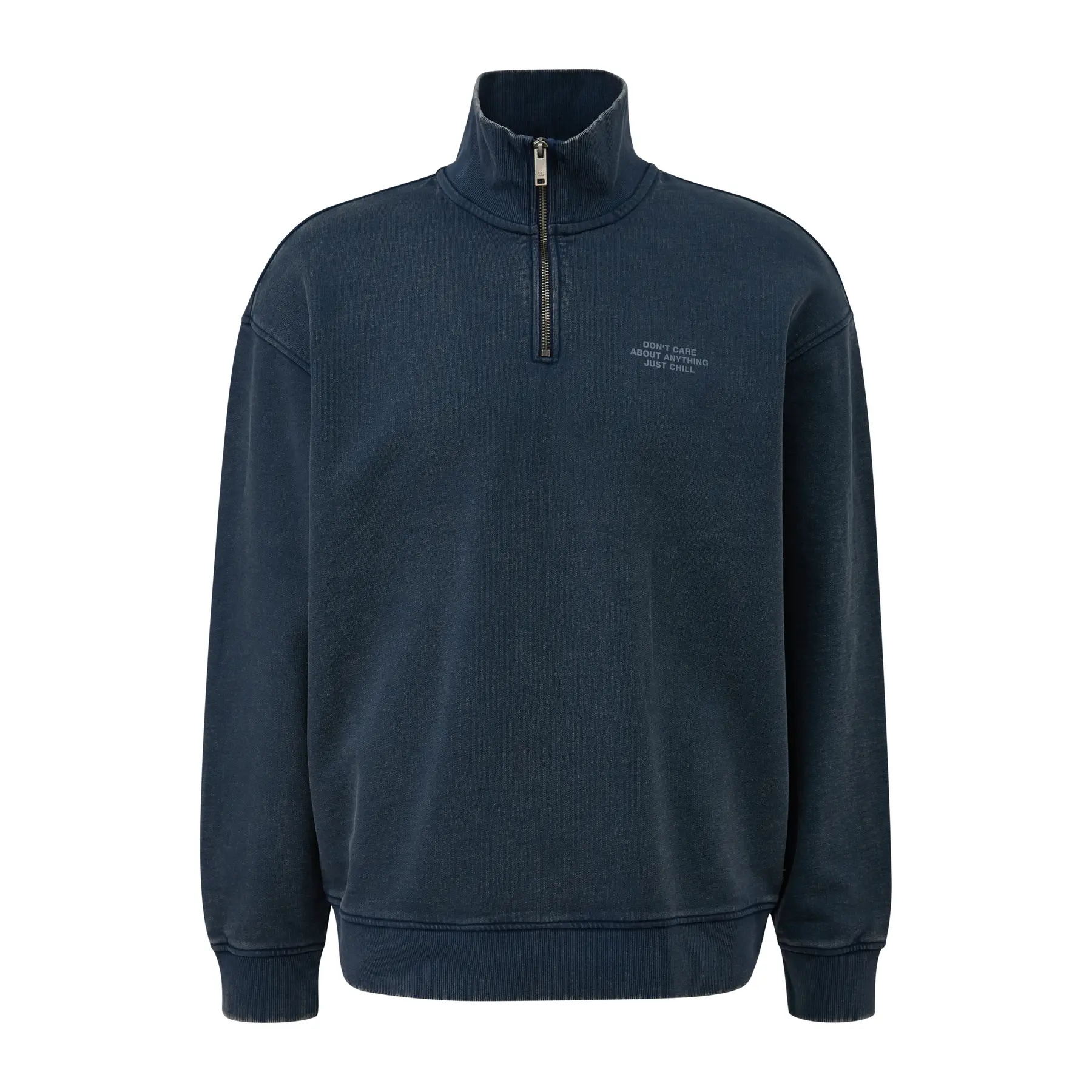 Gewaschene Sweatshirtjacke mit Stehkragen QS