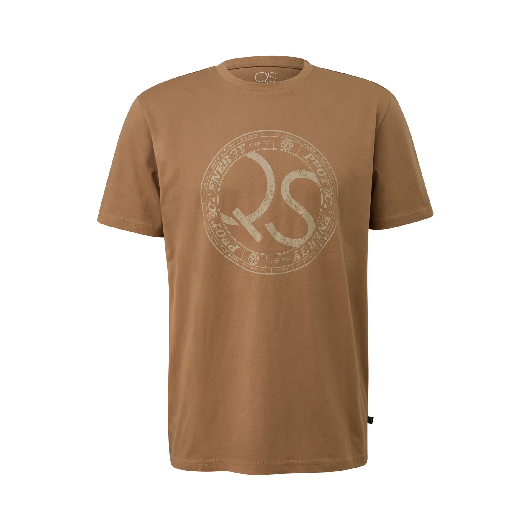 Basic T-Shirt mit Rundhalsausschnitt und Druck auf der Vorderseite QS