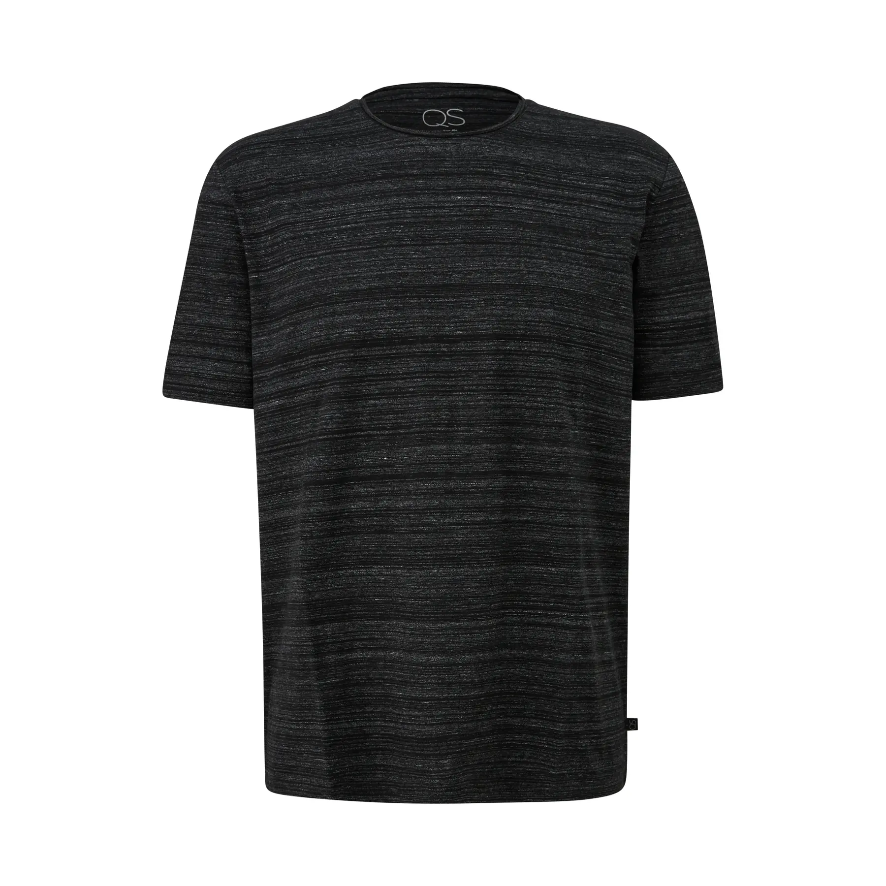 T-Shirt aus Baumwolle mit melierter Optik und gerolltem Saum am Halsausschnitt QS