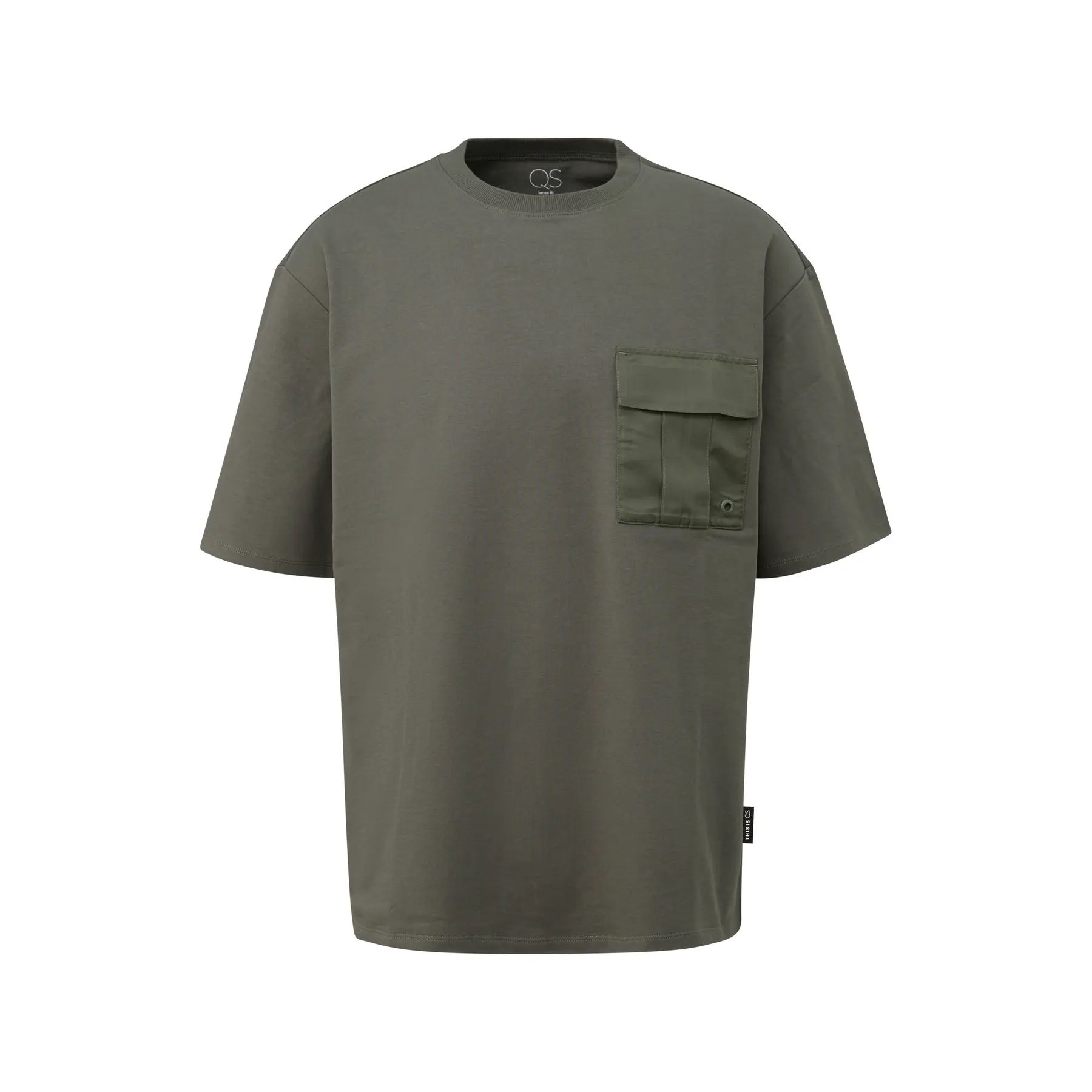 Jersey T-Shirt mit Brusttasche QS