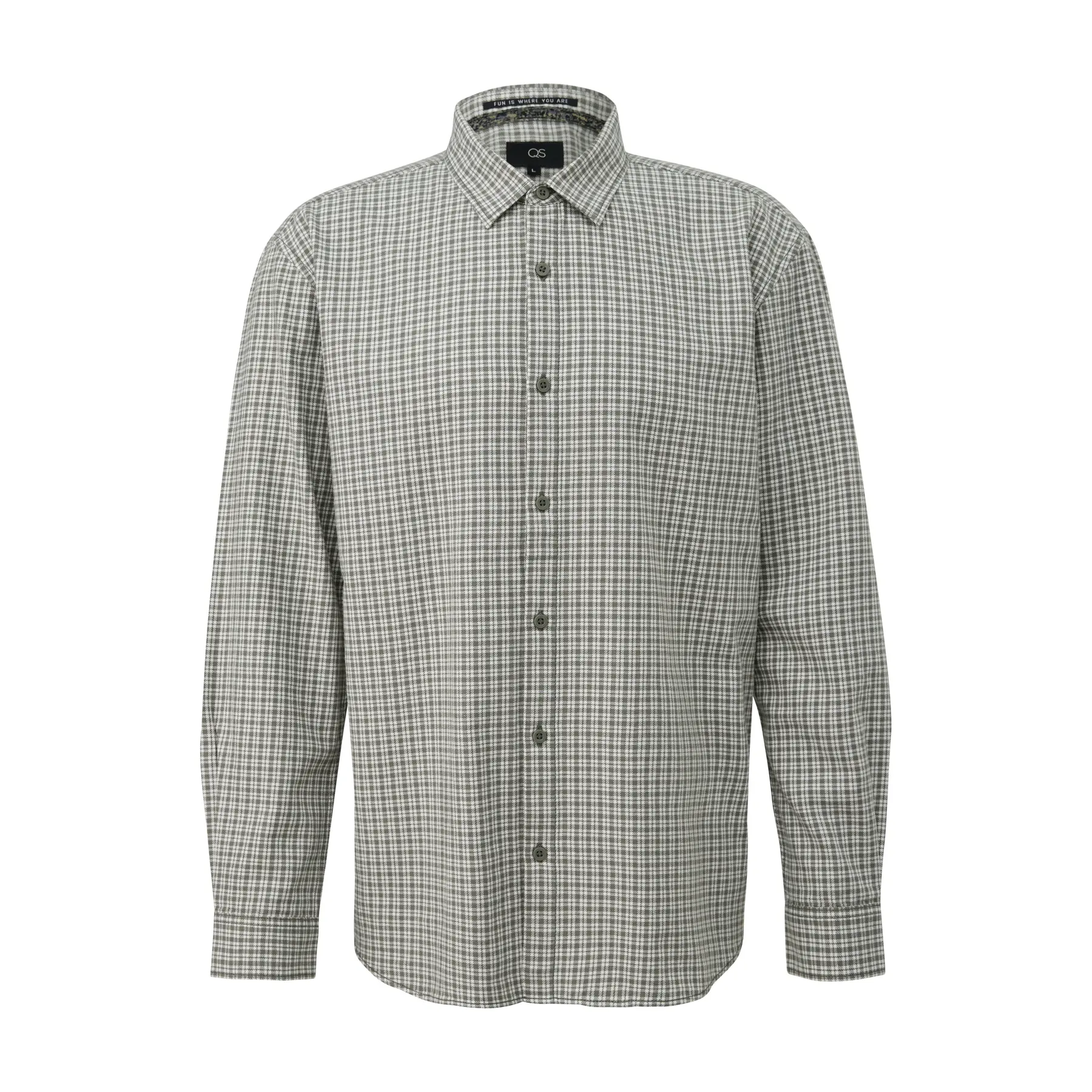 Flannel Long Sleeve Button-Down Shirt Qs