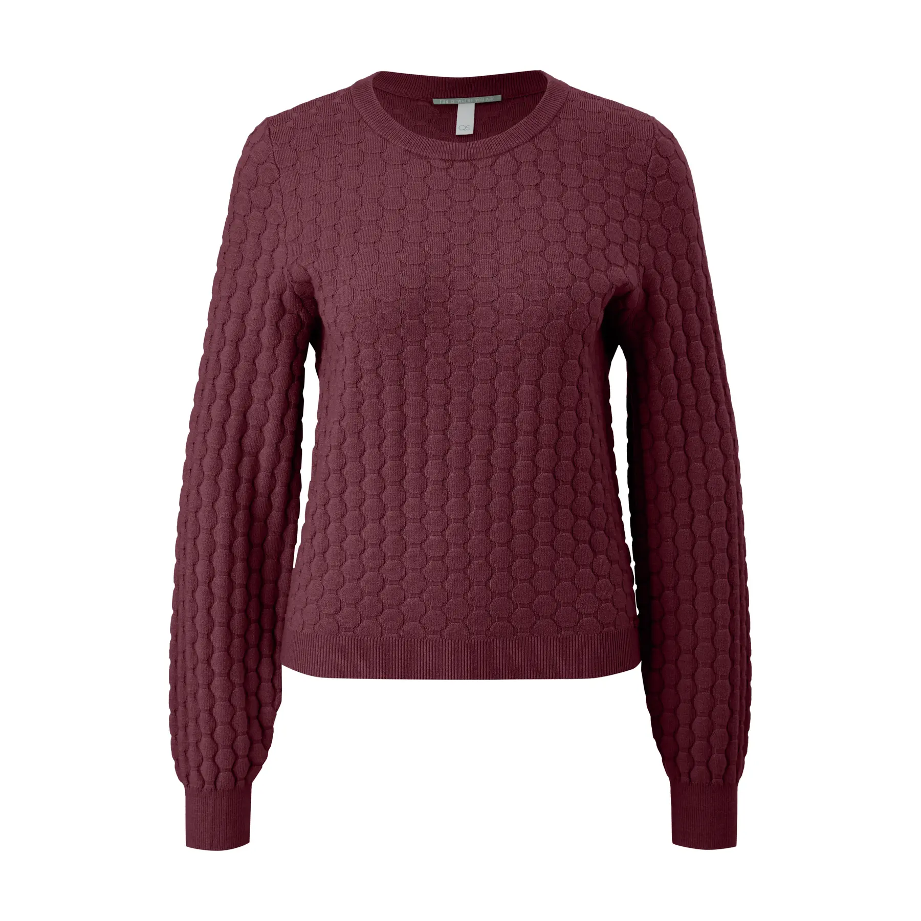 Women's Round Neck Pullover With Honeycomb Structure Qs