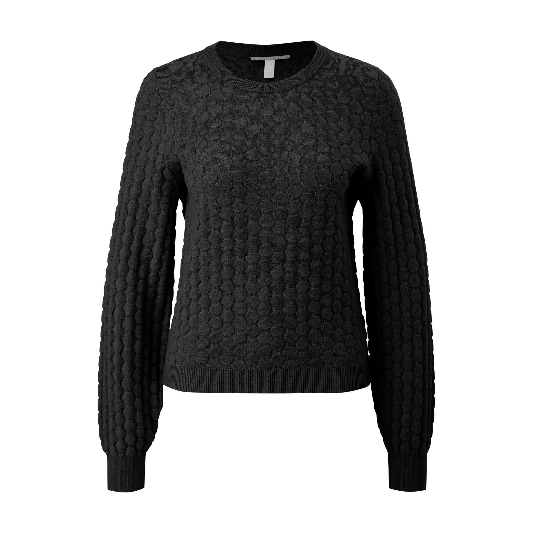 Women's Round Neck Pullover With Honeycomb Structure Qs