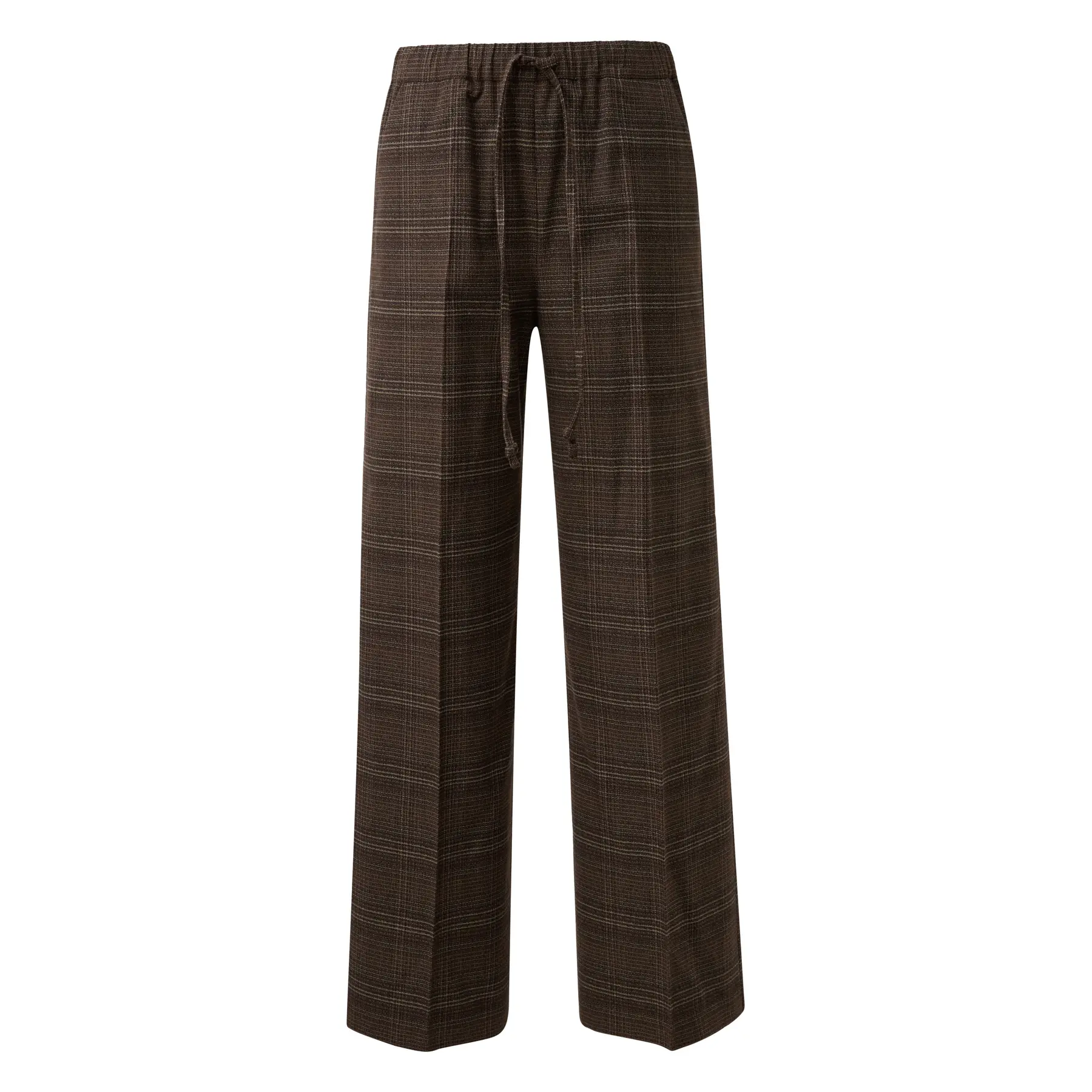 Weite Karottenhose mit Glencheck-Muster und Bügelfalte für Damen QS