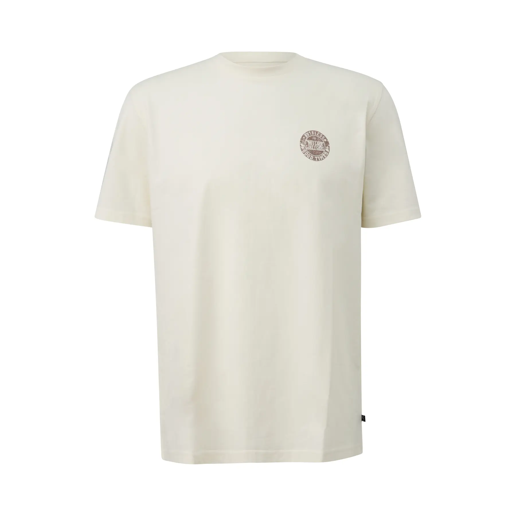 Basic T-shirt mit Rundhalsausschnitt und kleinem Motiv auf der Brust QS