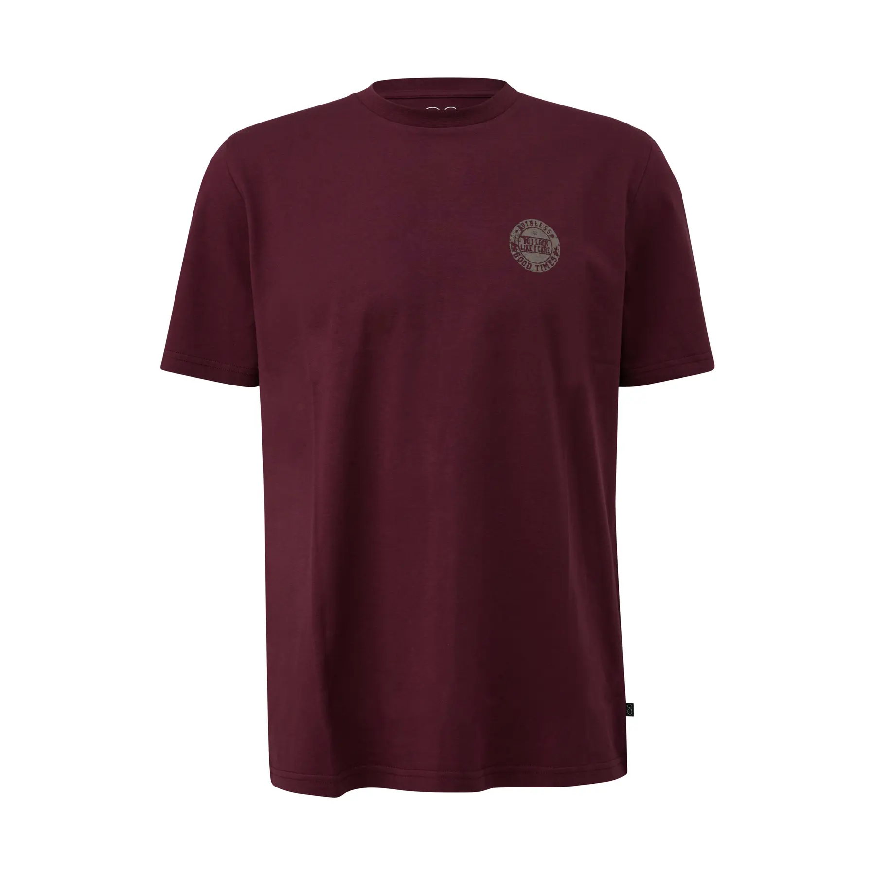 Basic T-shirt mit Rundhalsausschnitt und kleinem Motiv auf der Brust QS