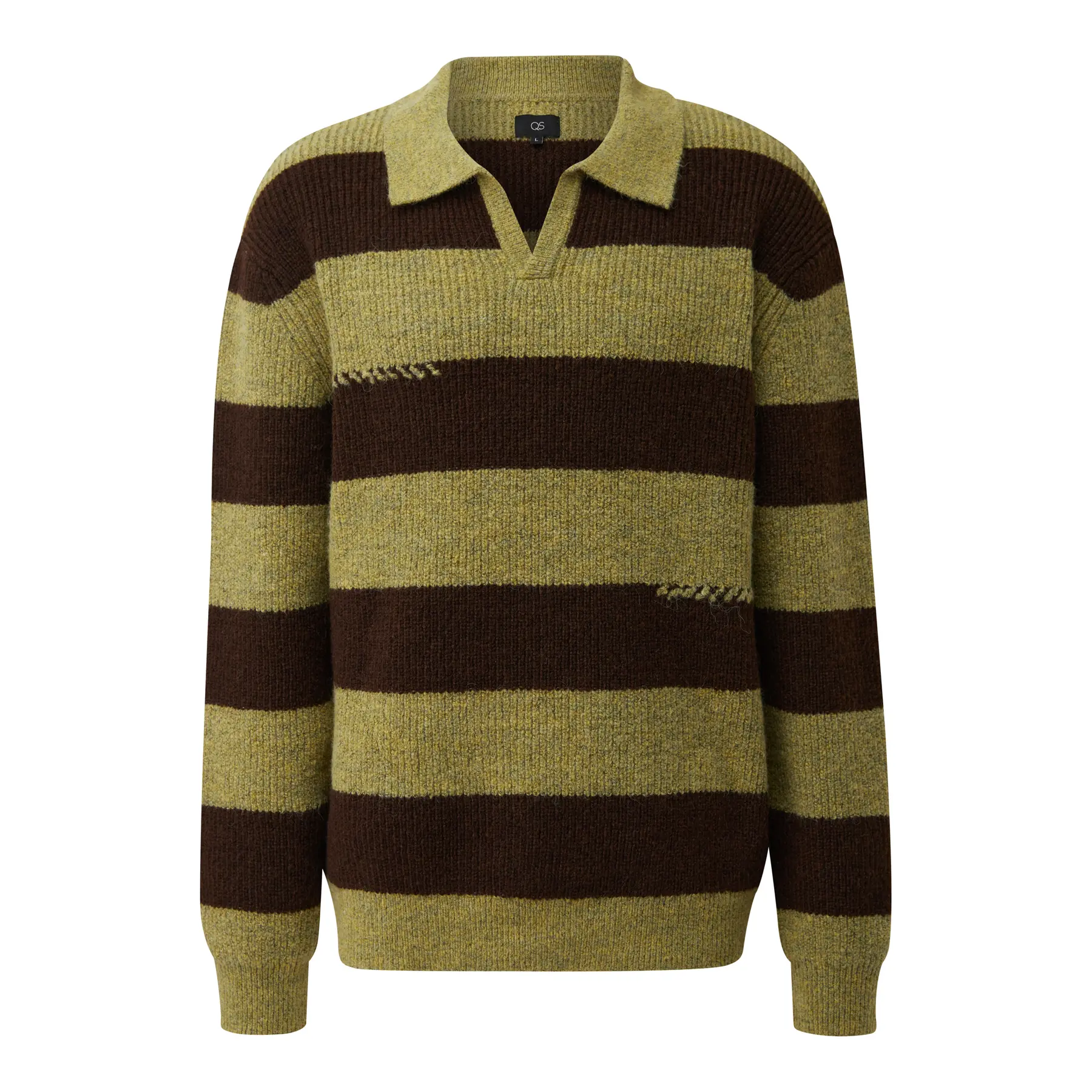 Pullover aus dickem Strick mit offenem Polo-Kragen QS