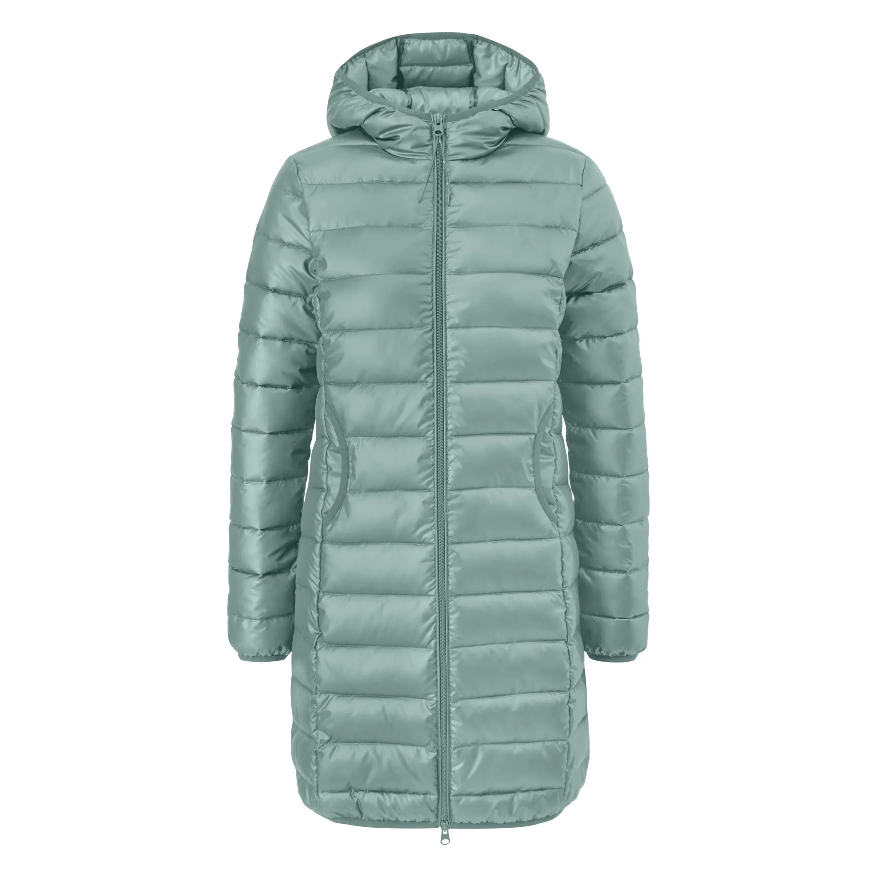 Damen-Steppjacke mit Kapuze und Reißverschlusstaschen QS