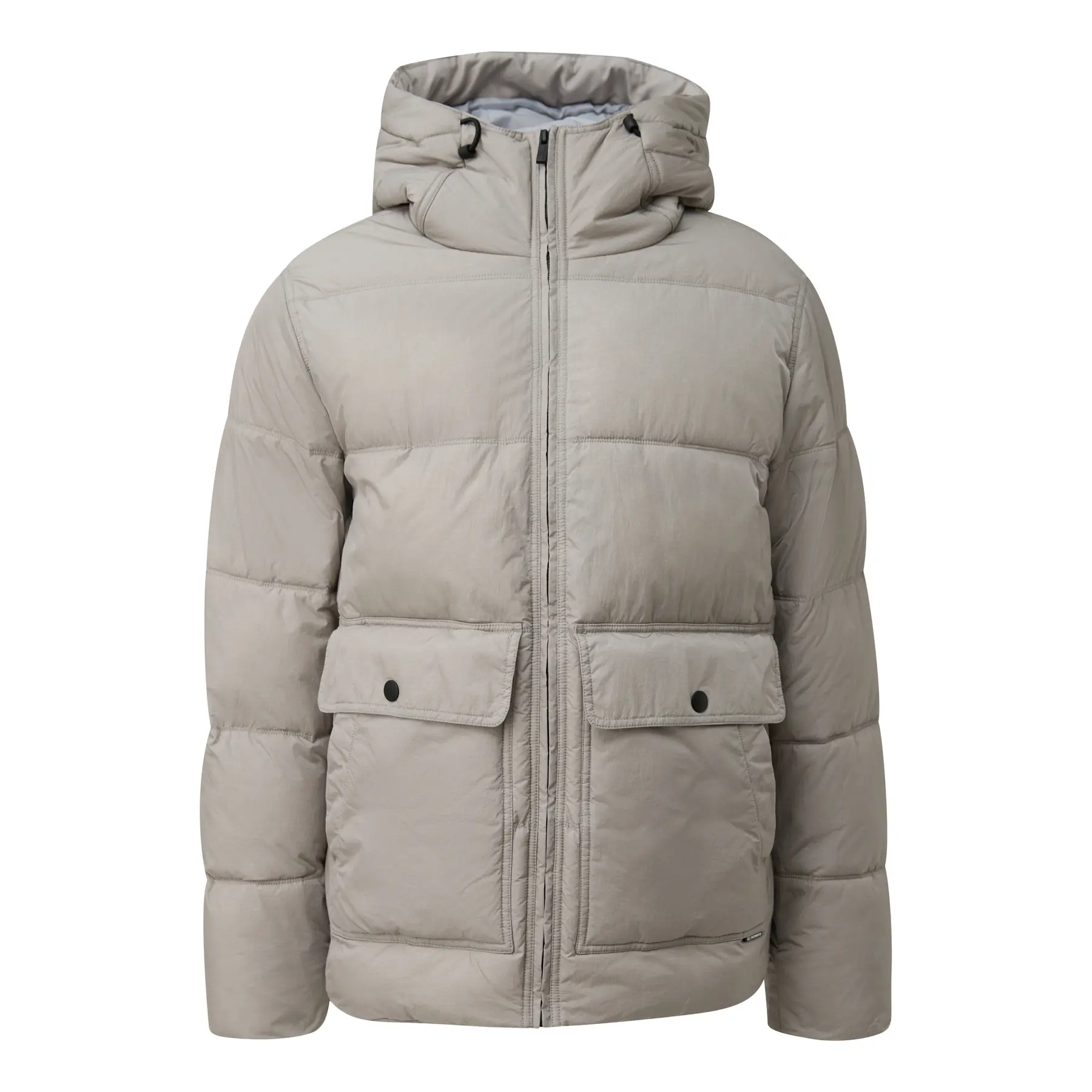 Grau Melierte Nylon Steppjacke QS