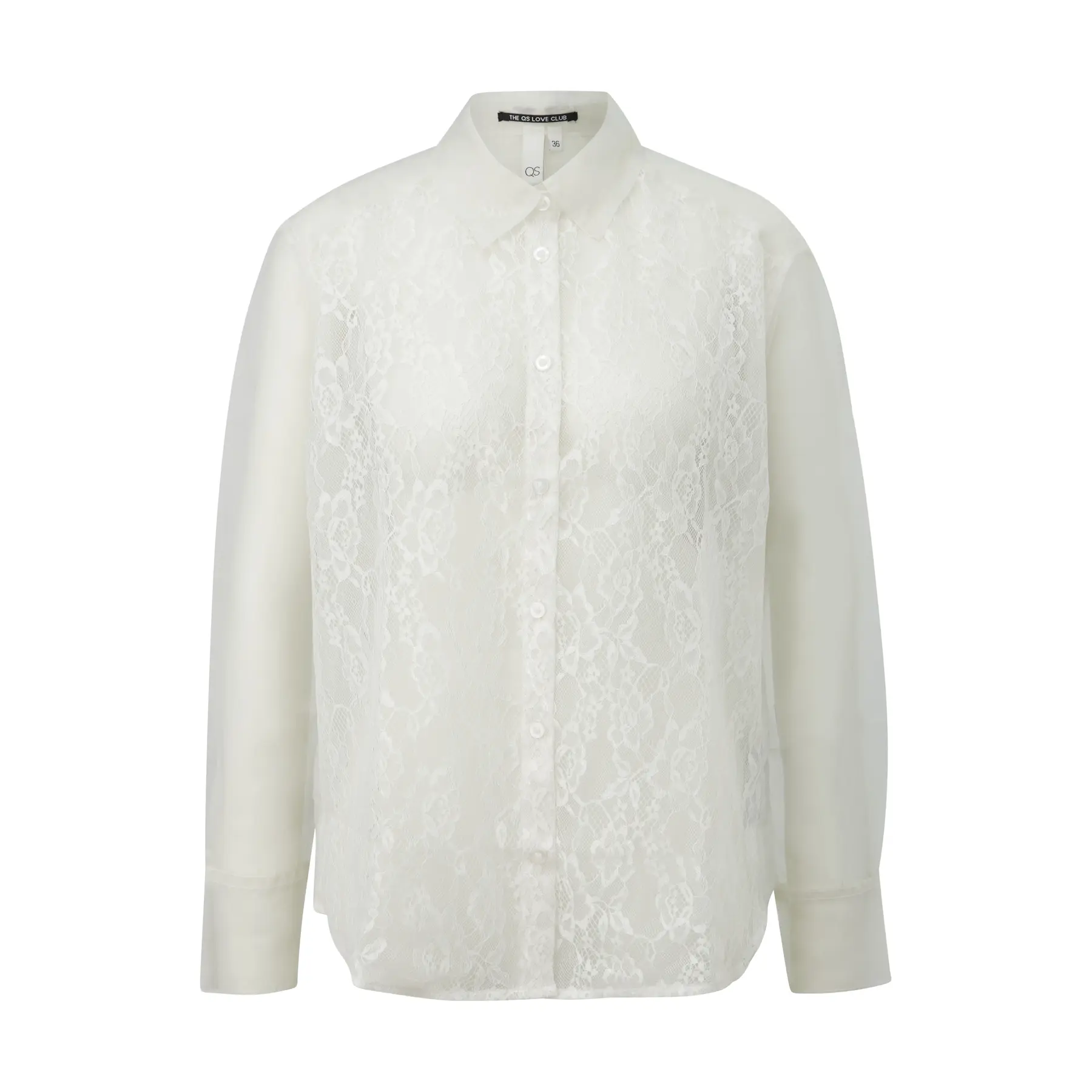 Transparente Bluse mit Spitzeneinsatz für Frauen QS
