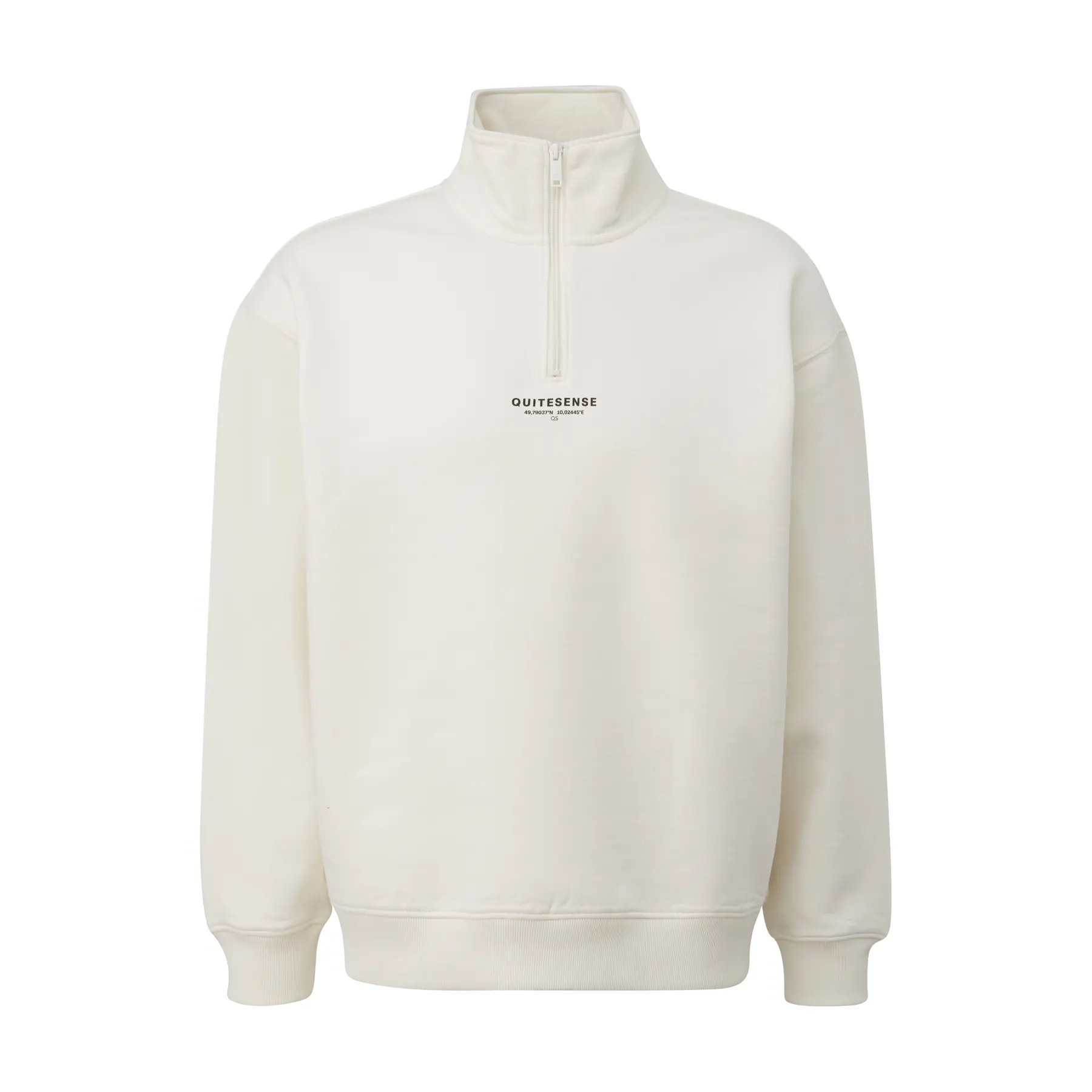 Zipped High Neck Sweatshirt With Front Print Qs
