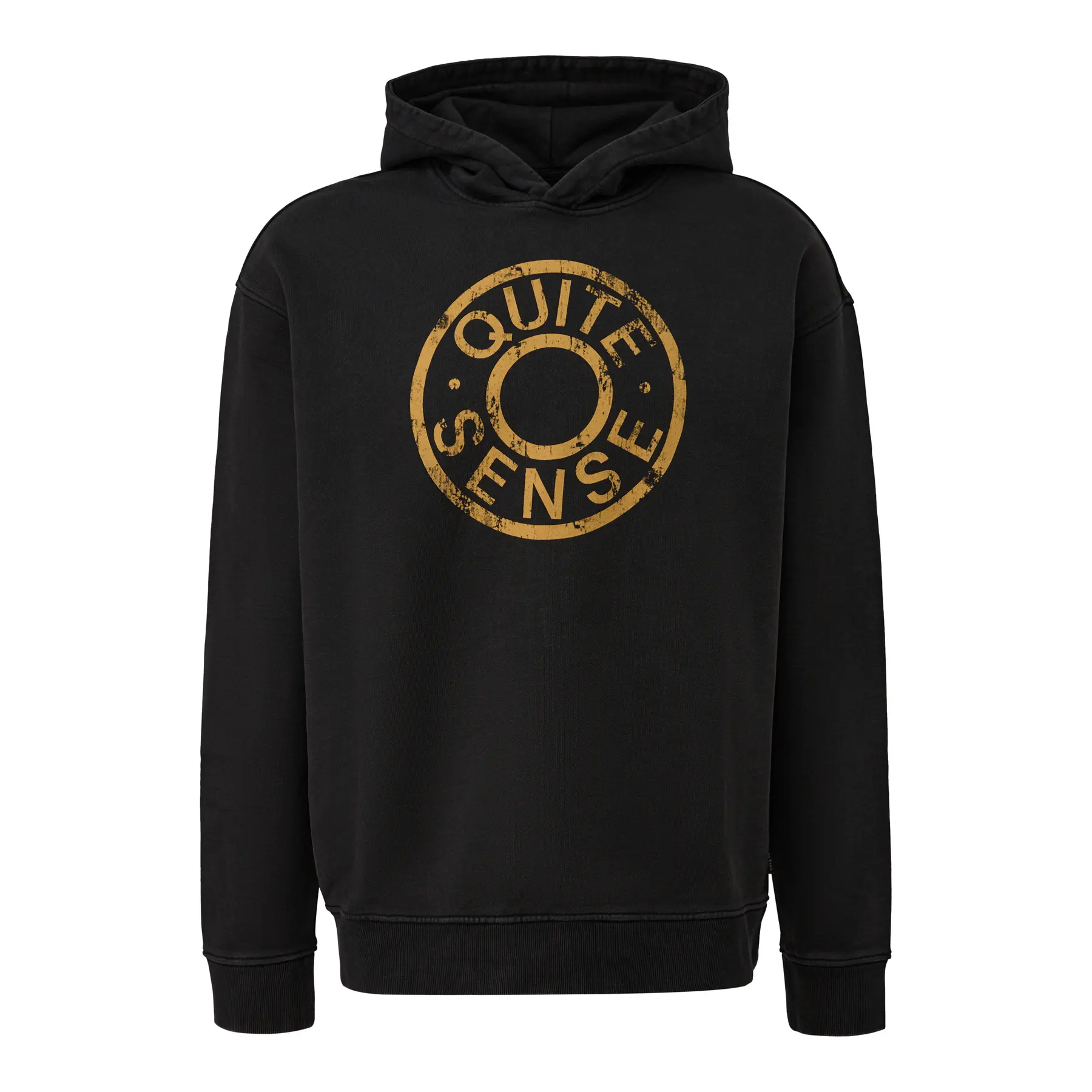 Grau Melierter Fleece Kapuzenpullover QS