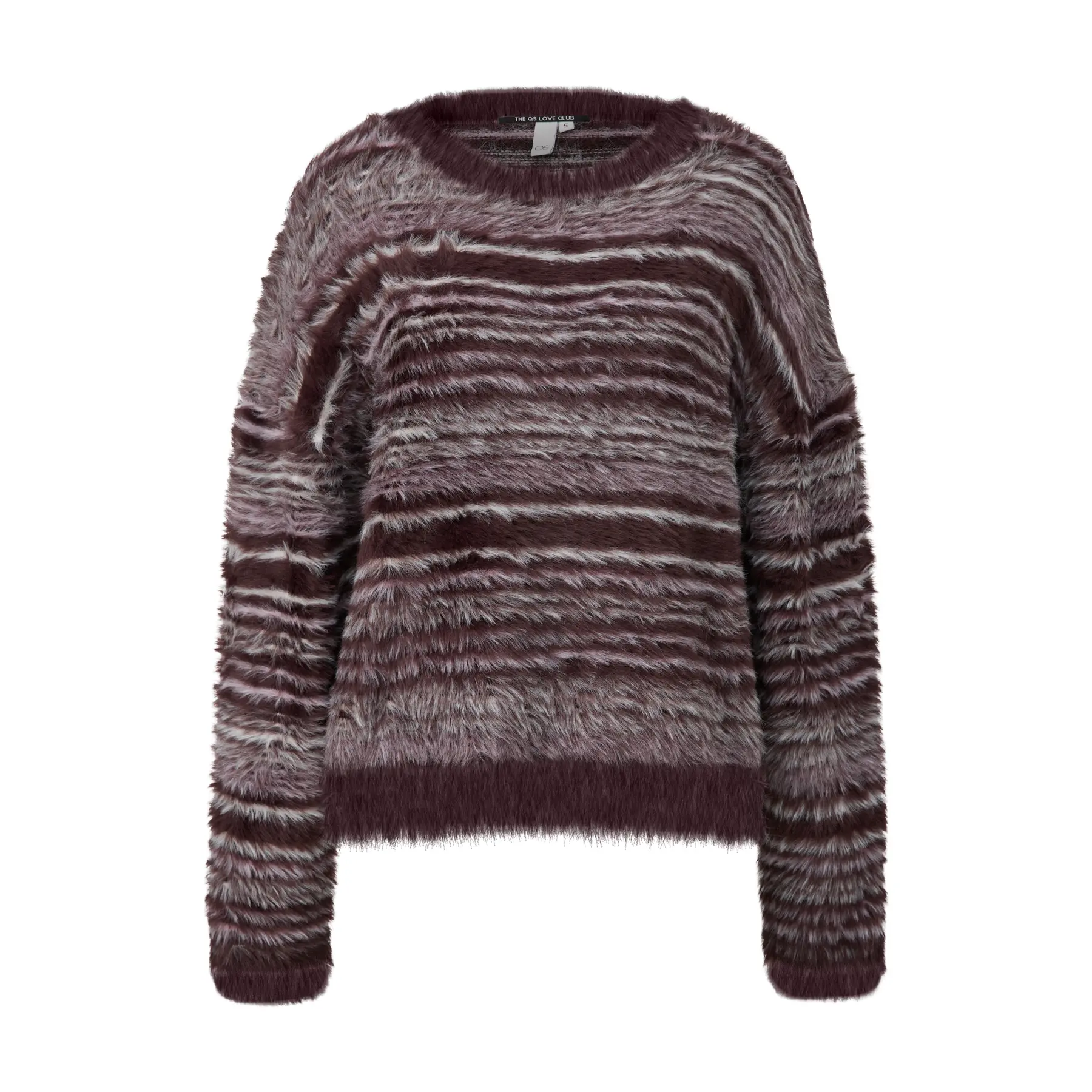 Gestreifter Damen-Pullover aus kuscheligen Fleece-Material QS