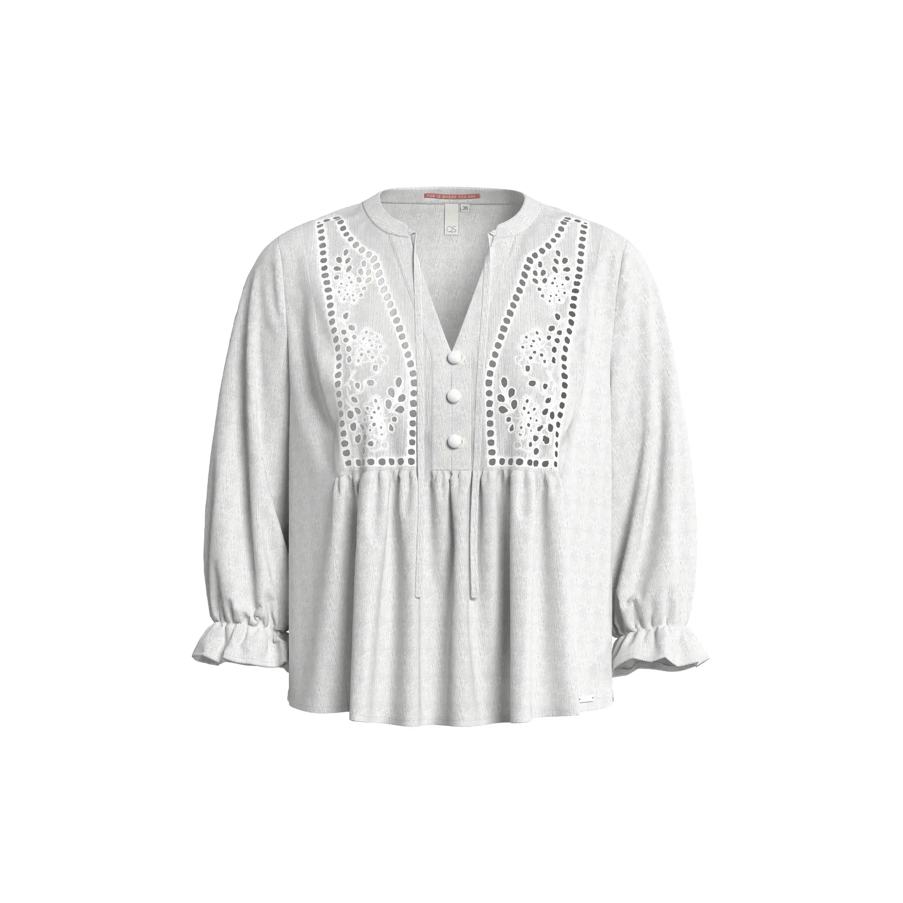 Blusa in misto viscosa con ricamo inglese donna