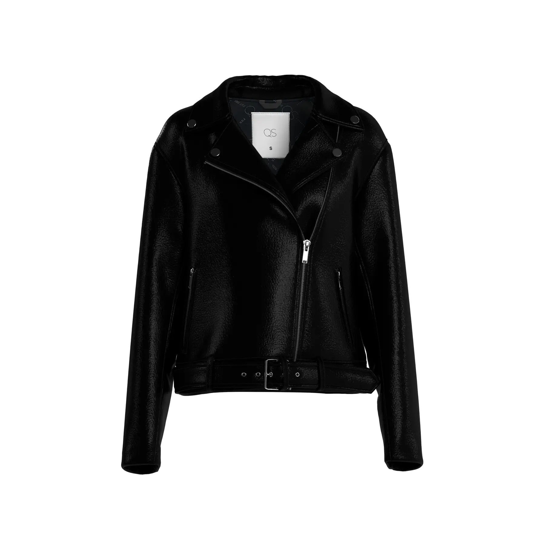 Frau Motorradjacke mit Kunstledergürtel QS