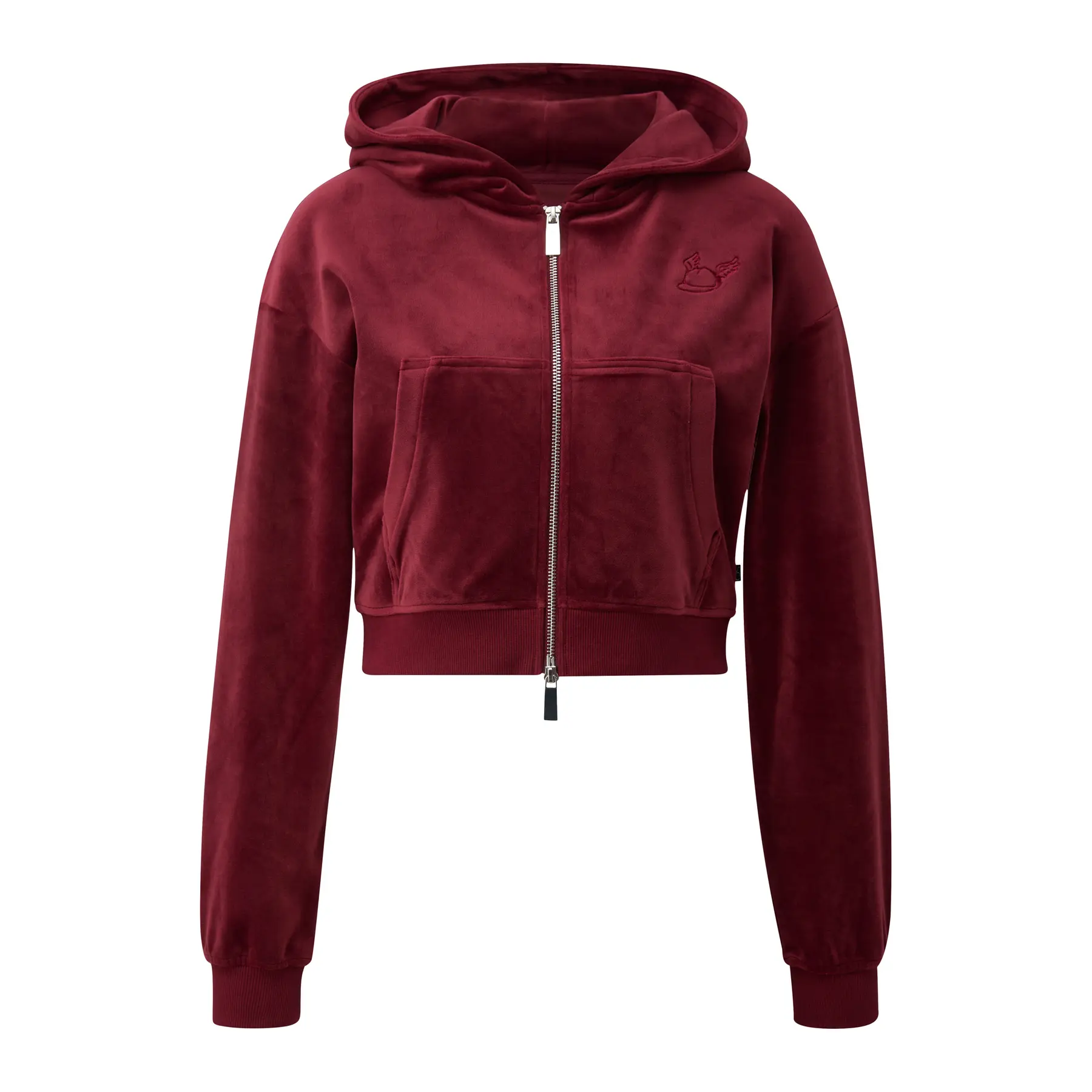 Damen Kapuzen-Crop-Sweatshirt mit Kängurutasche QS