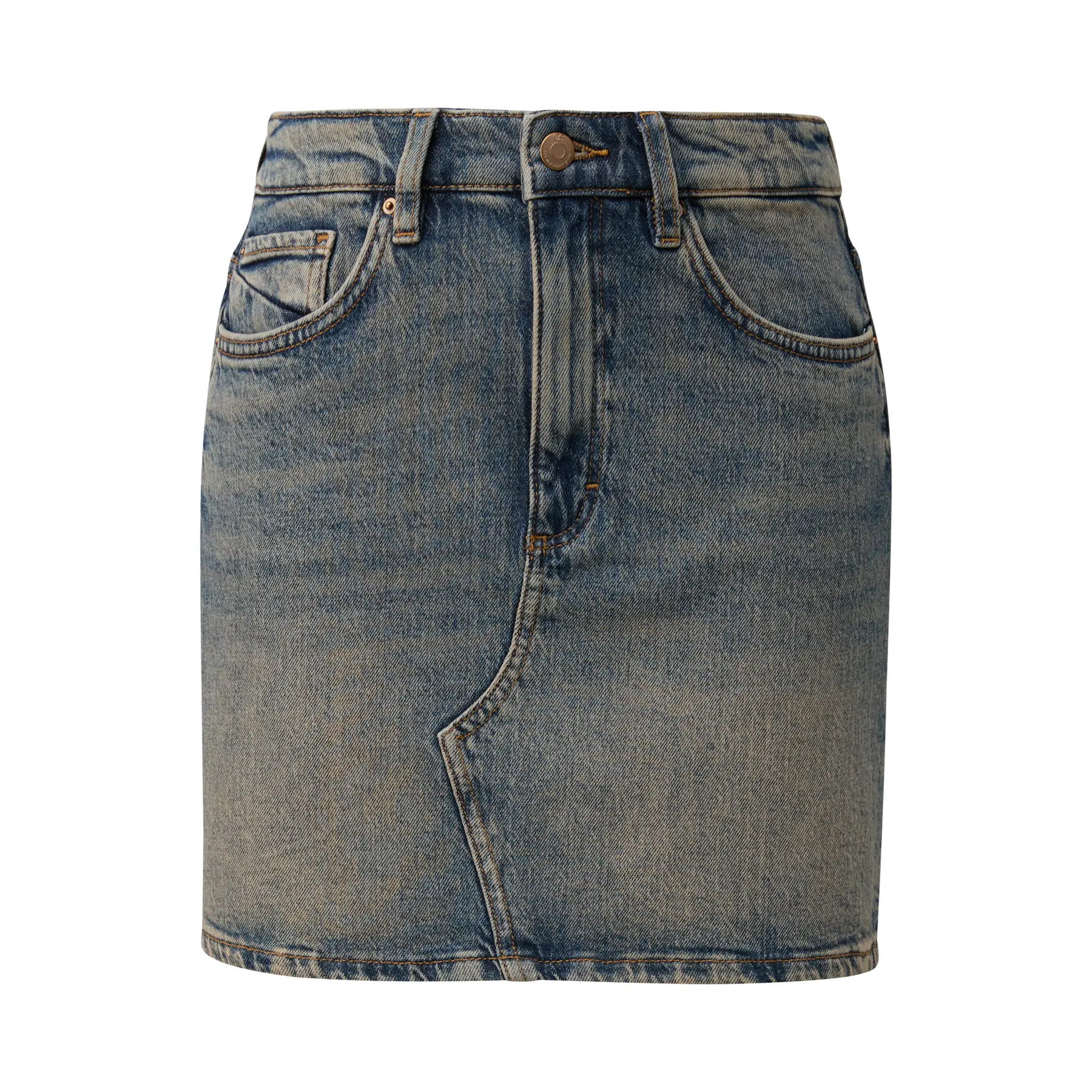 Mini gonna slim in jeans con ricami donna