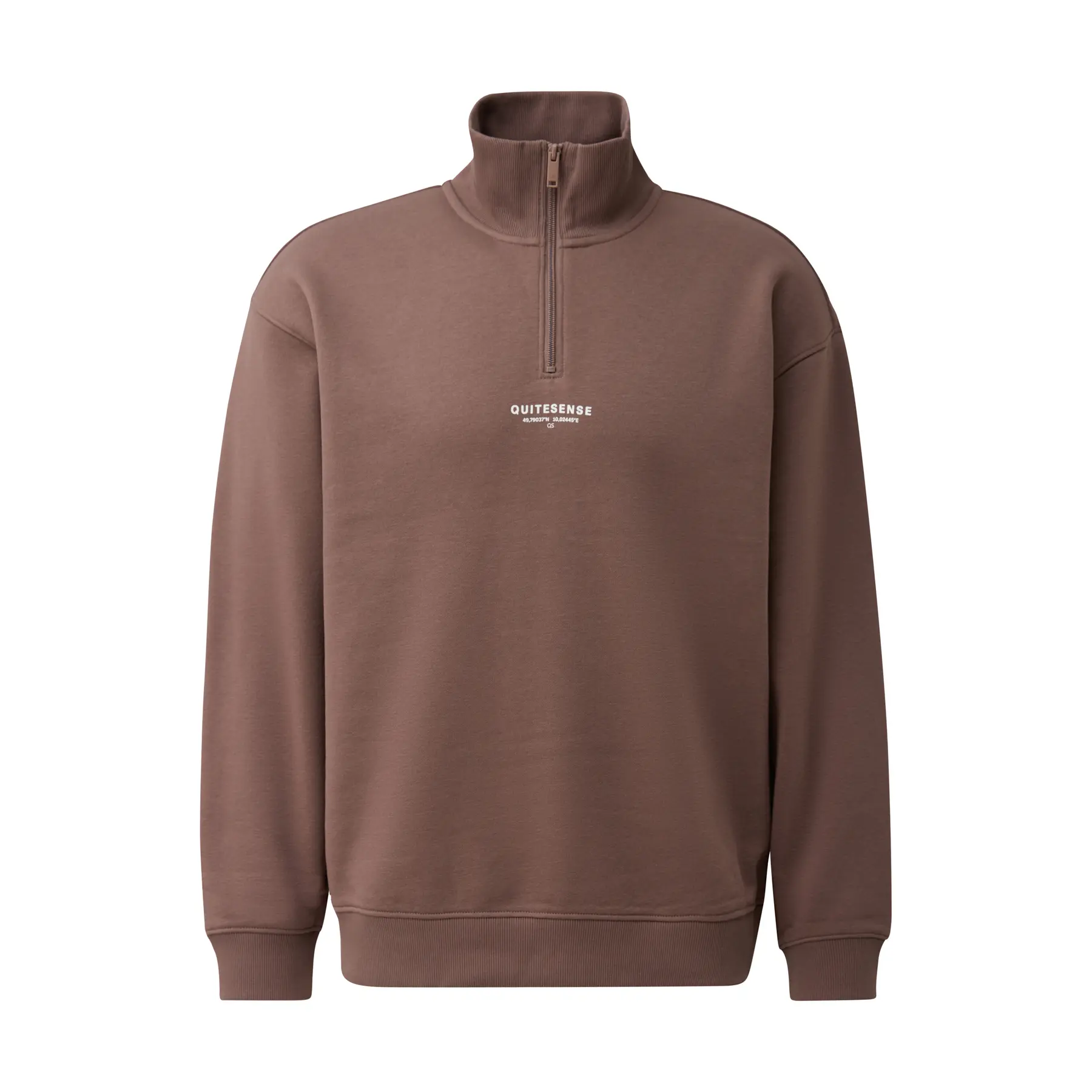 Hochgeschlossenes Sweatshirt mit Reißverschluss und originellem Print QS