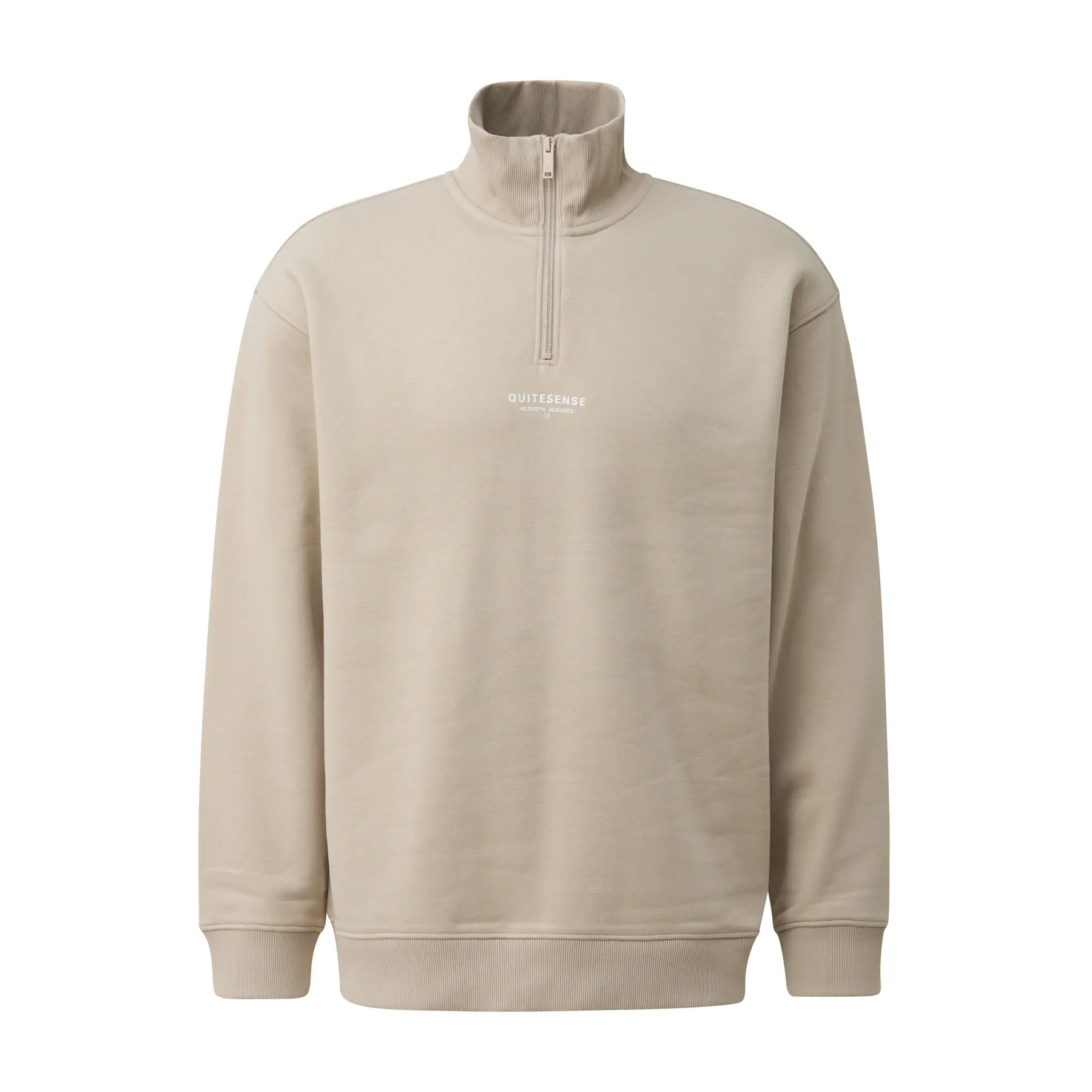 Hochgeschlossenes Sweatshirt mit Reißverschluss und originellem Print QS