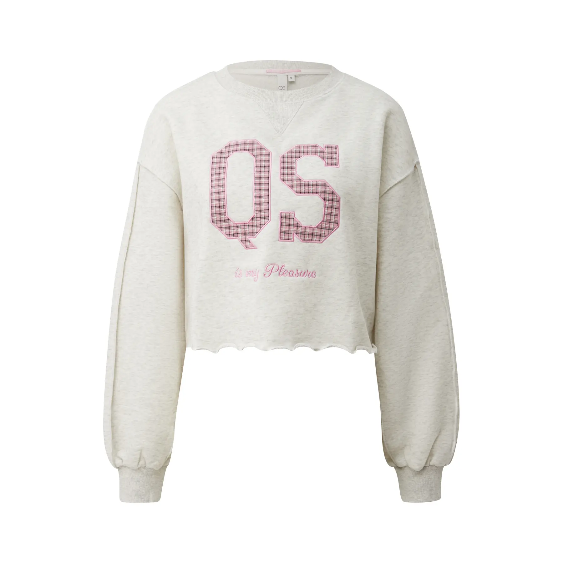 Sweatshirt Crop mit Fransenabschluss Damen QS