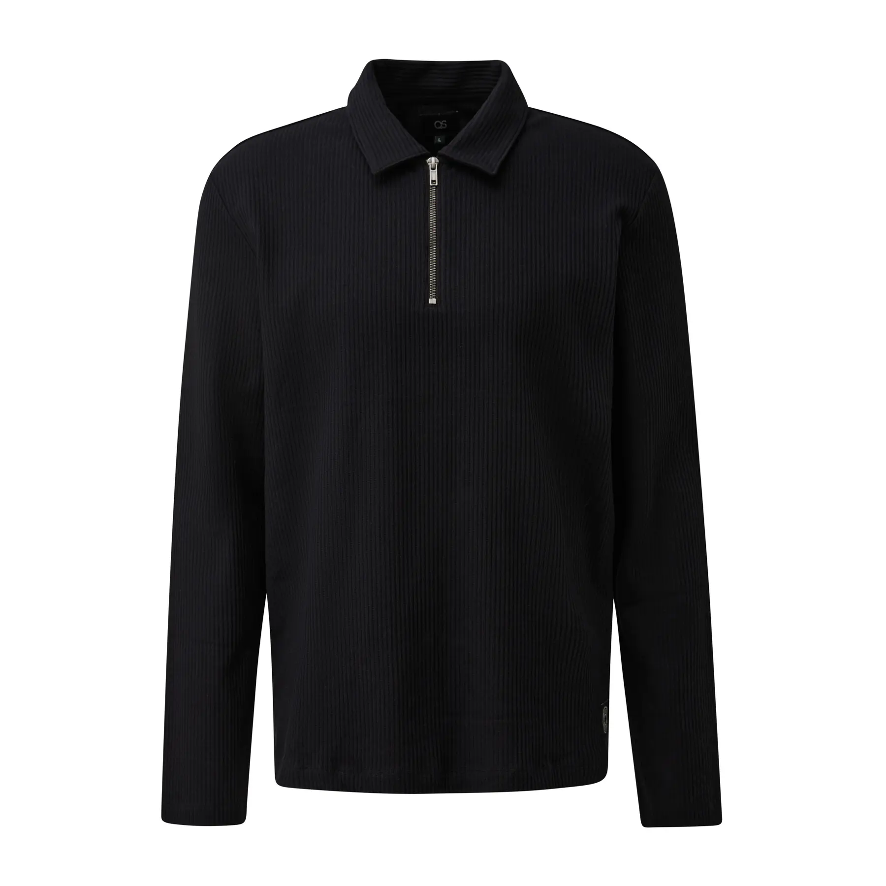 Polo met lange mouwen losjes gesneden van ribstof QS
