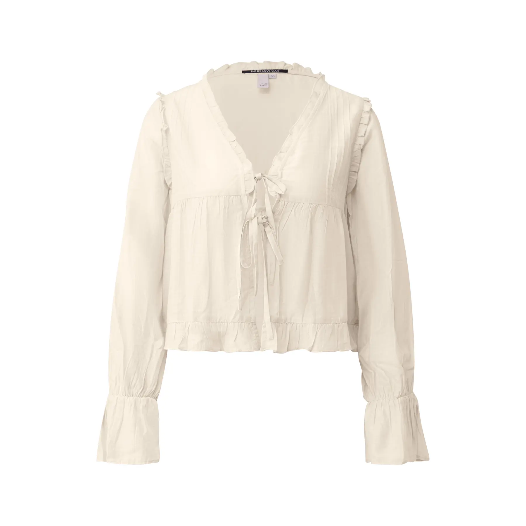 Dames blouse met knoop en volant QS Regular Fit
