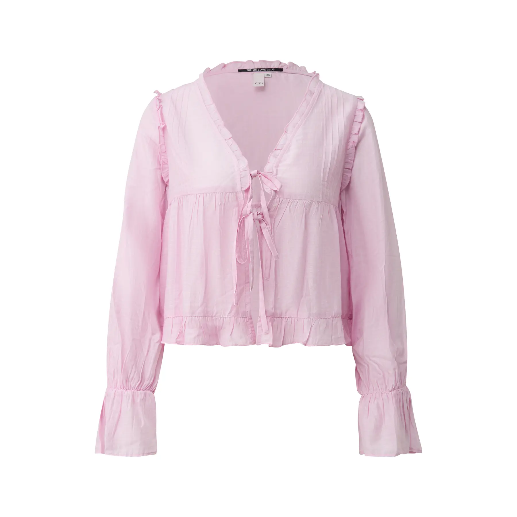 Dames blouse met knoop en volant QS Regular Fit