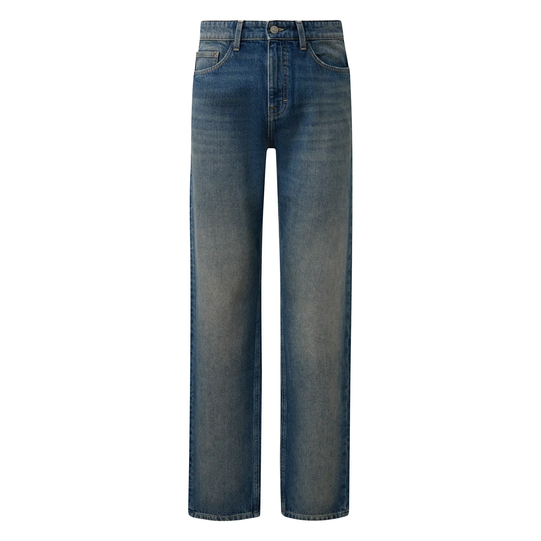 Mid-Rise Straight Jeans Ausgewaschen QS