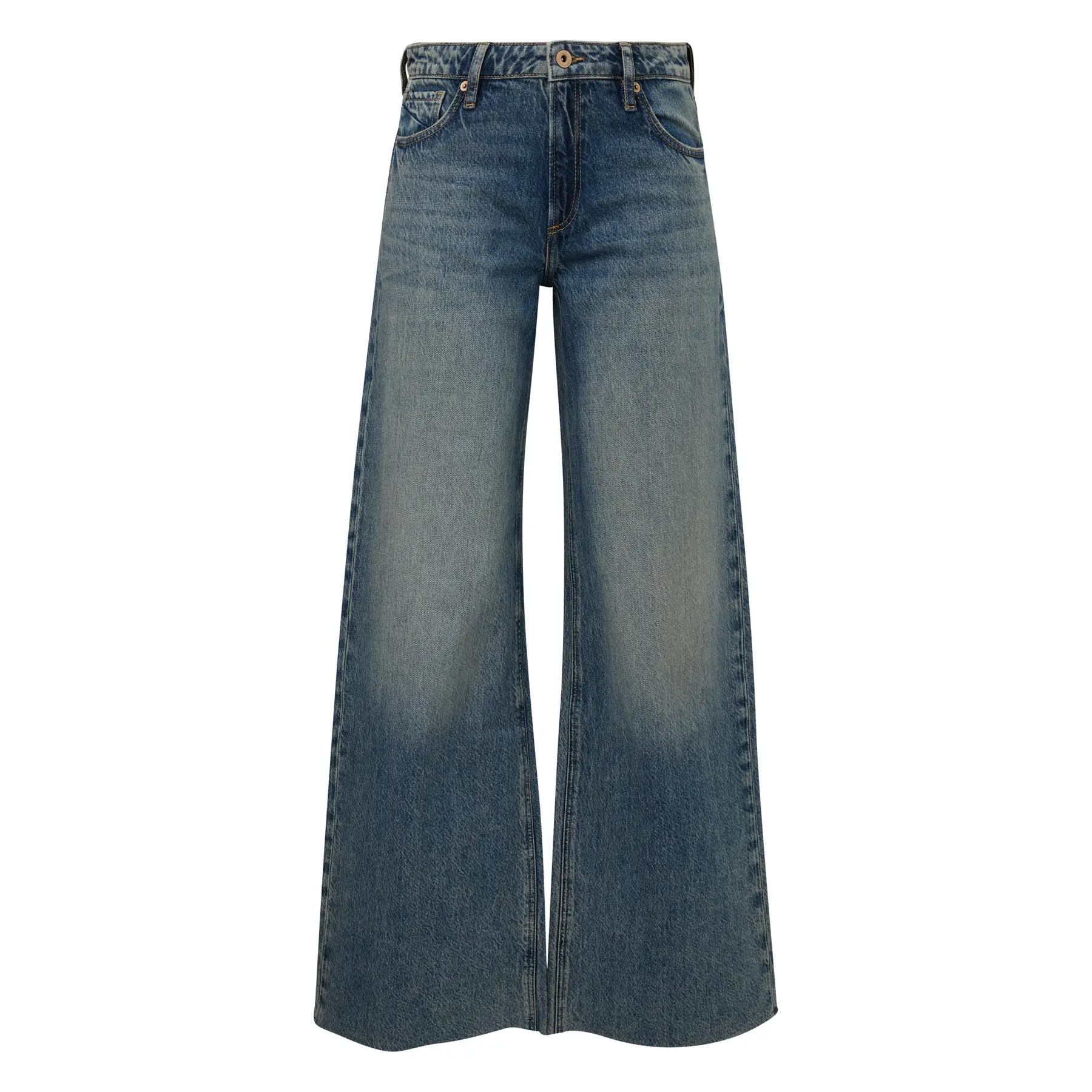 Jeans Wide Leg fünf Taschen roher Saum Damen QS Catie