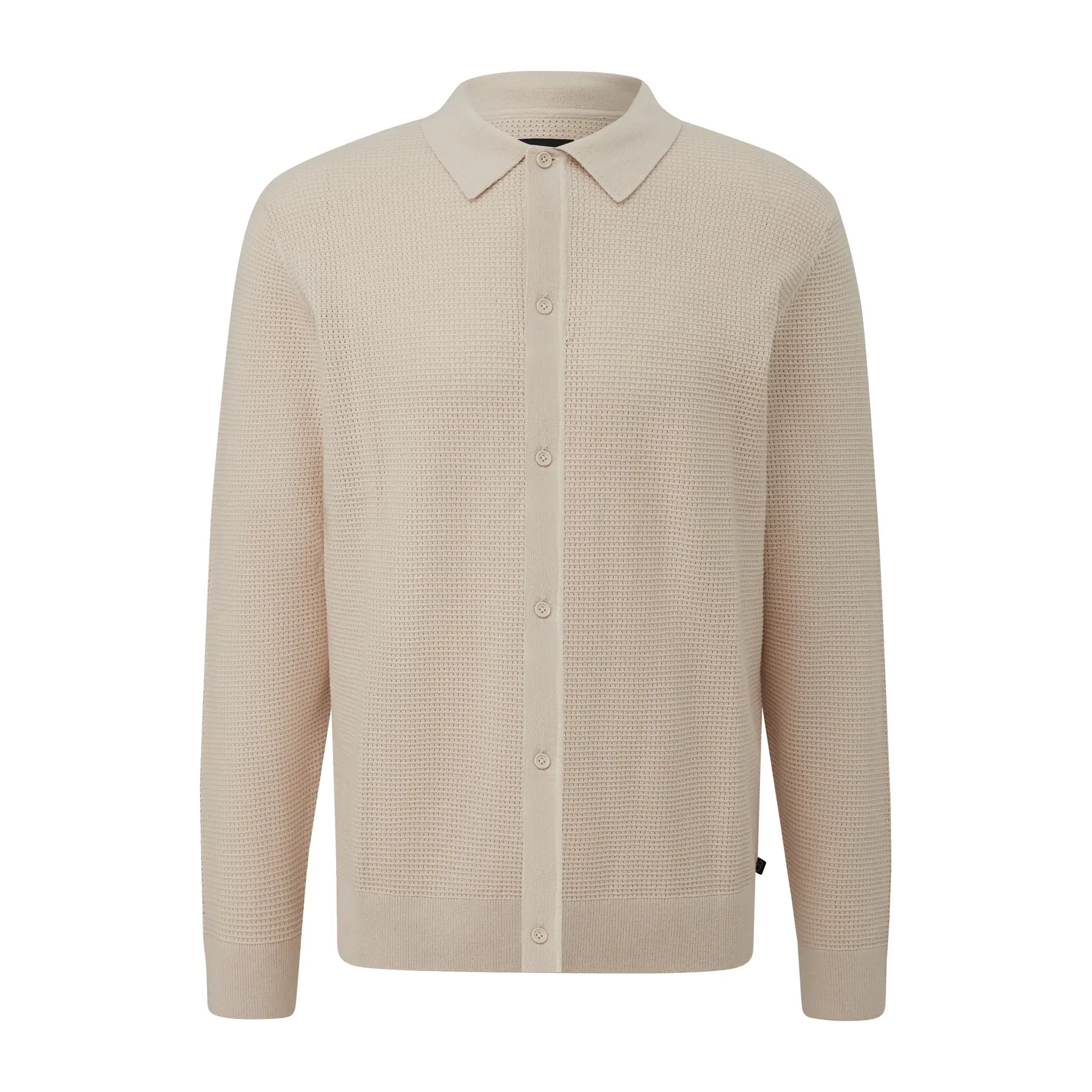 Langarmshirt aus strukturiertem Material mit Polokragen QS